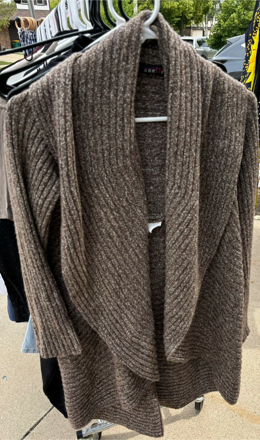 Anette Brown Ribbed Open Cardigan