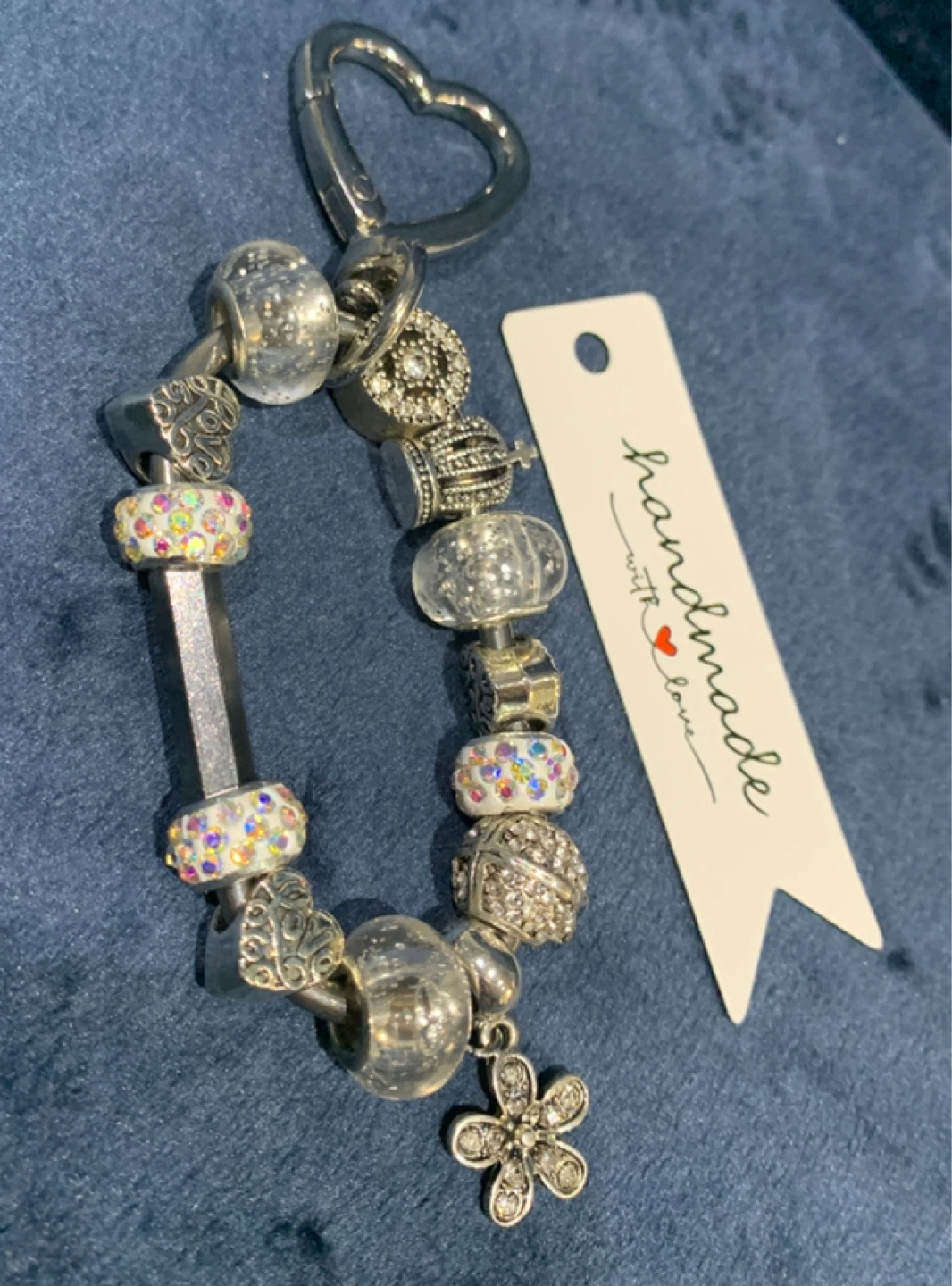 Handmade charm bracelet with crystals