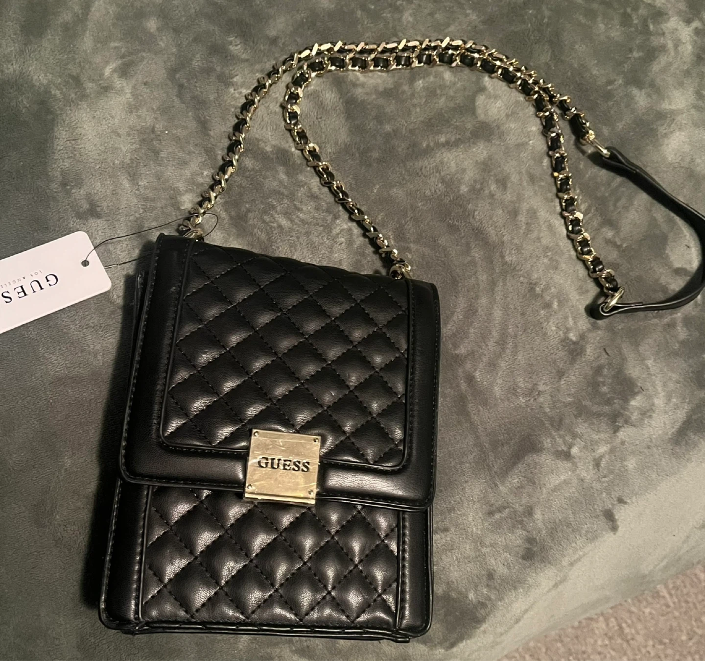 Guess Quilted Black Crossbody Bag