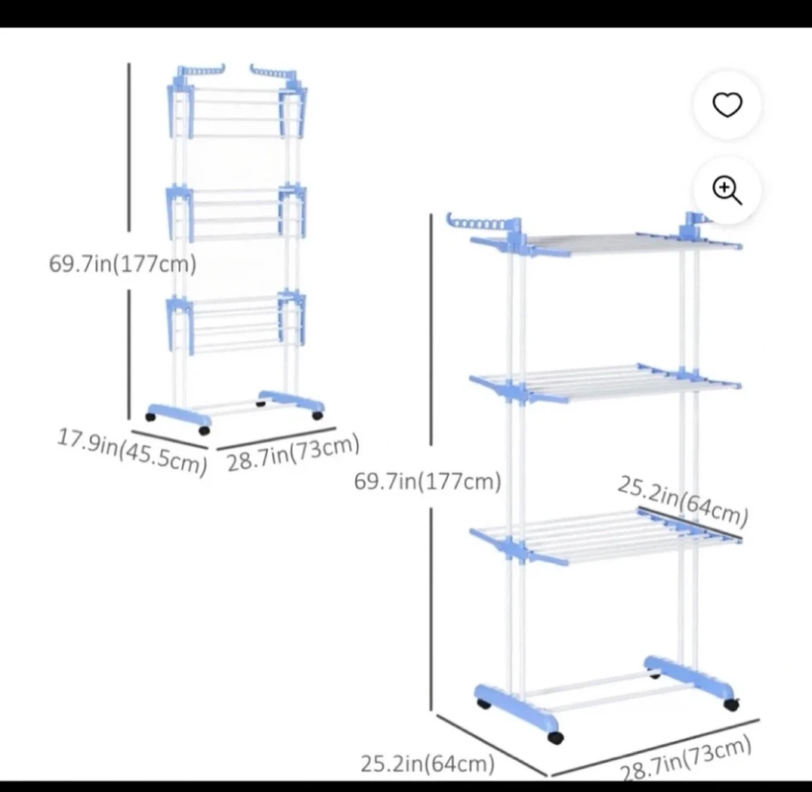 3-Tier Drying Rack with Wheels