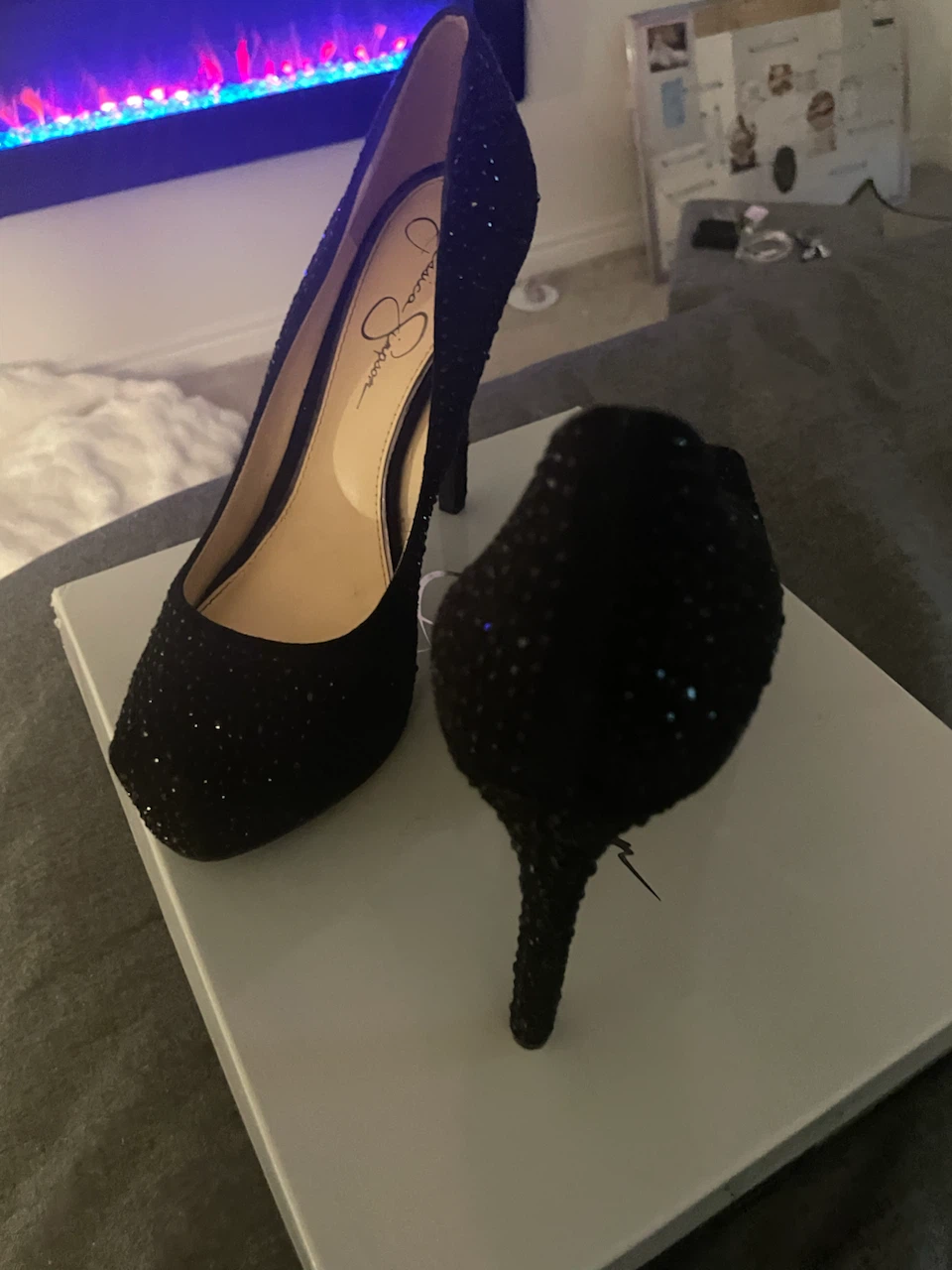 Jessica Simpson Black Glitter Heels - Size 9B