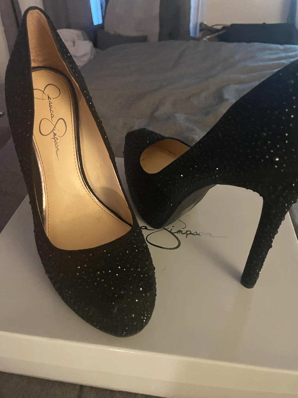 Jessica Simpson Black Glitter Heels - Size 9B - photo 2