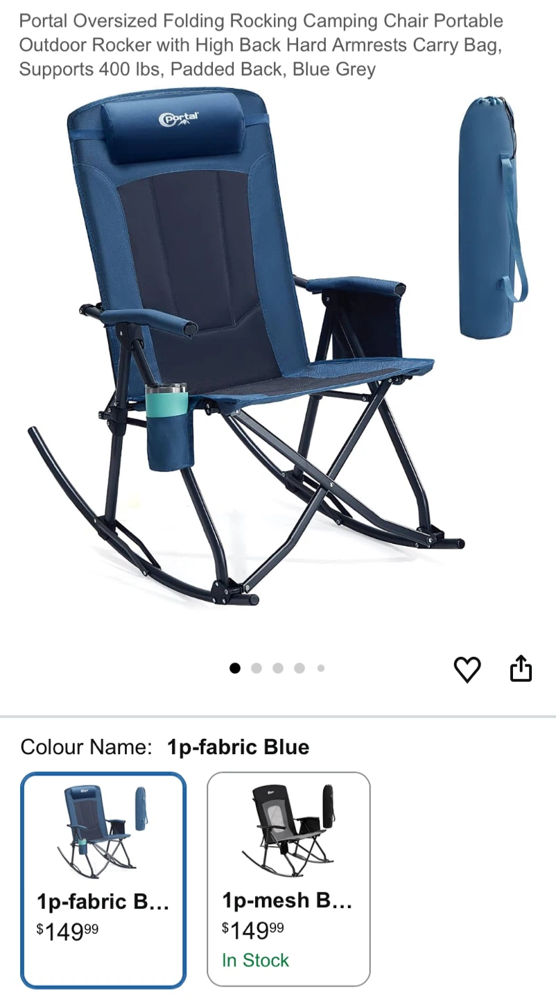 Portal Oversized Folding Camping Rocking Chair