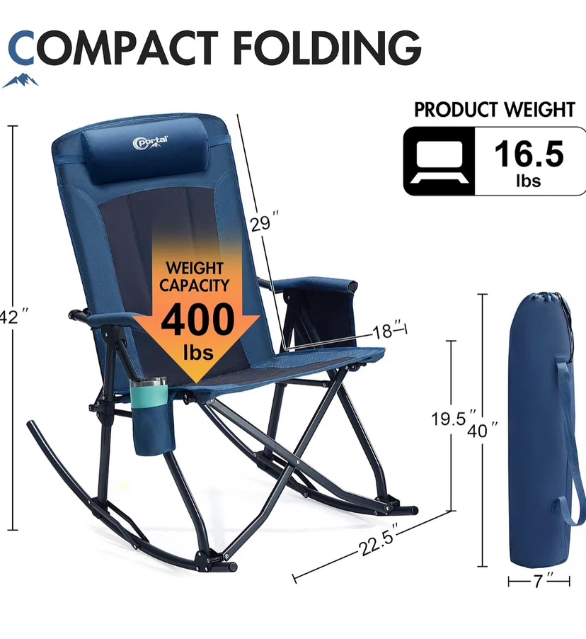 Portal Oversized Folding Camping Rocking Chair - photo 3
