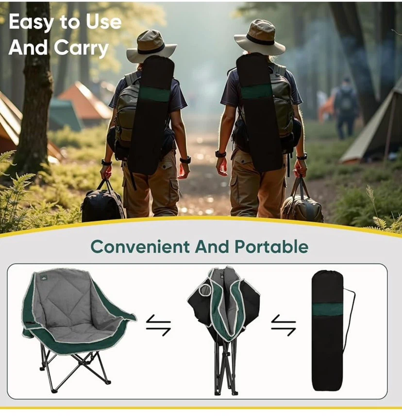Northroad 2 Pack Oversized Camping Chairs Grey & Green - photo 3