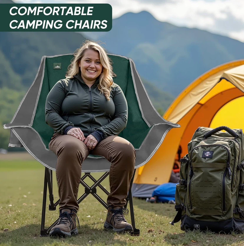 Northroad 2 Pack Oversized Camping Chairs Grey & Green - photo 4