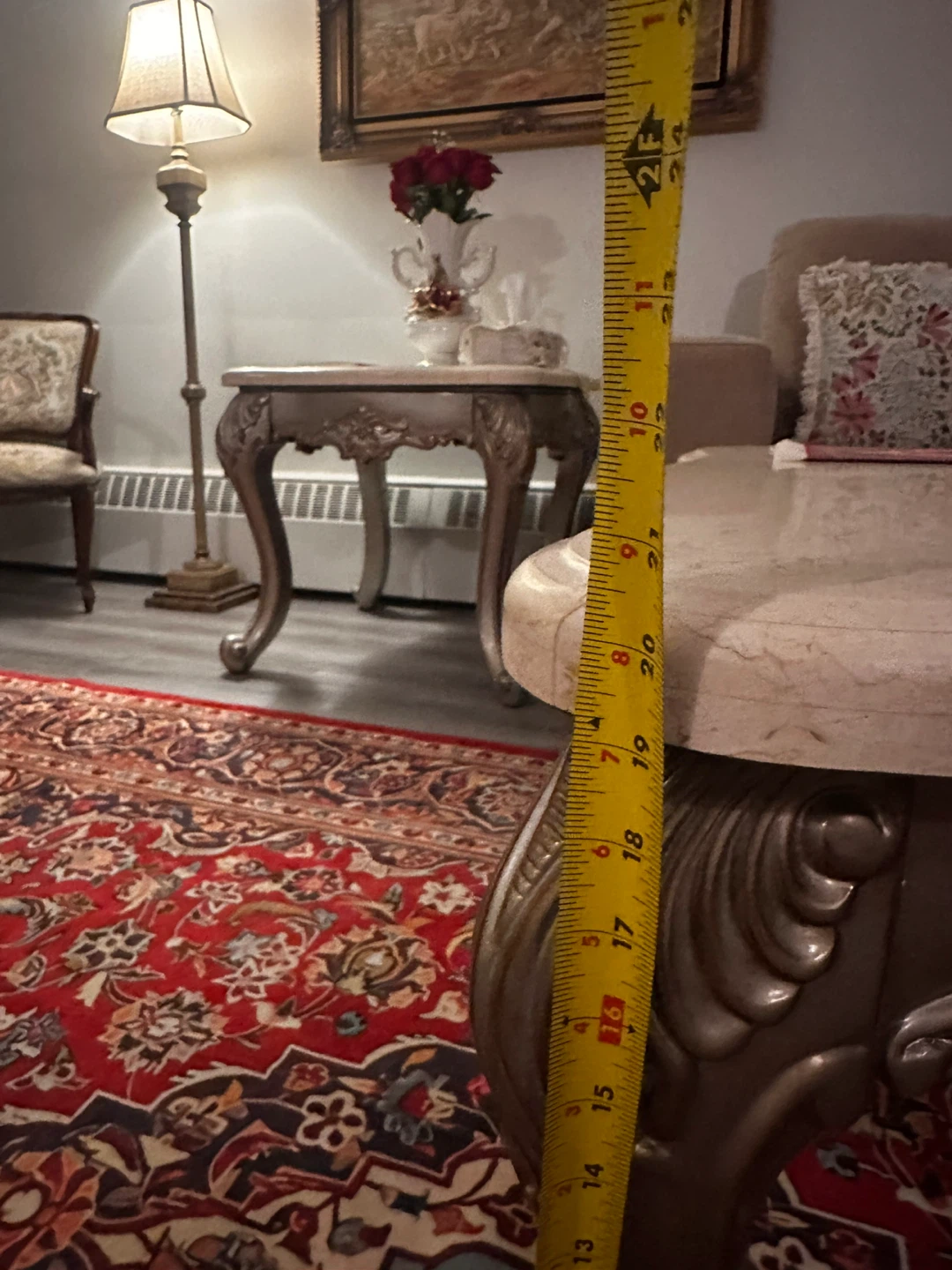 Ornate marble top coffee table - photo 4