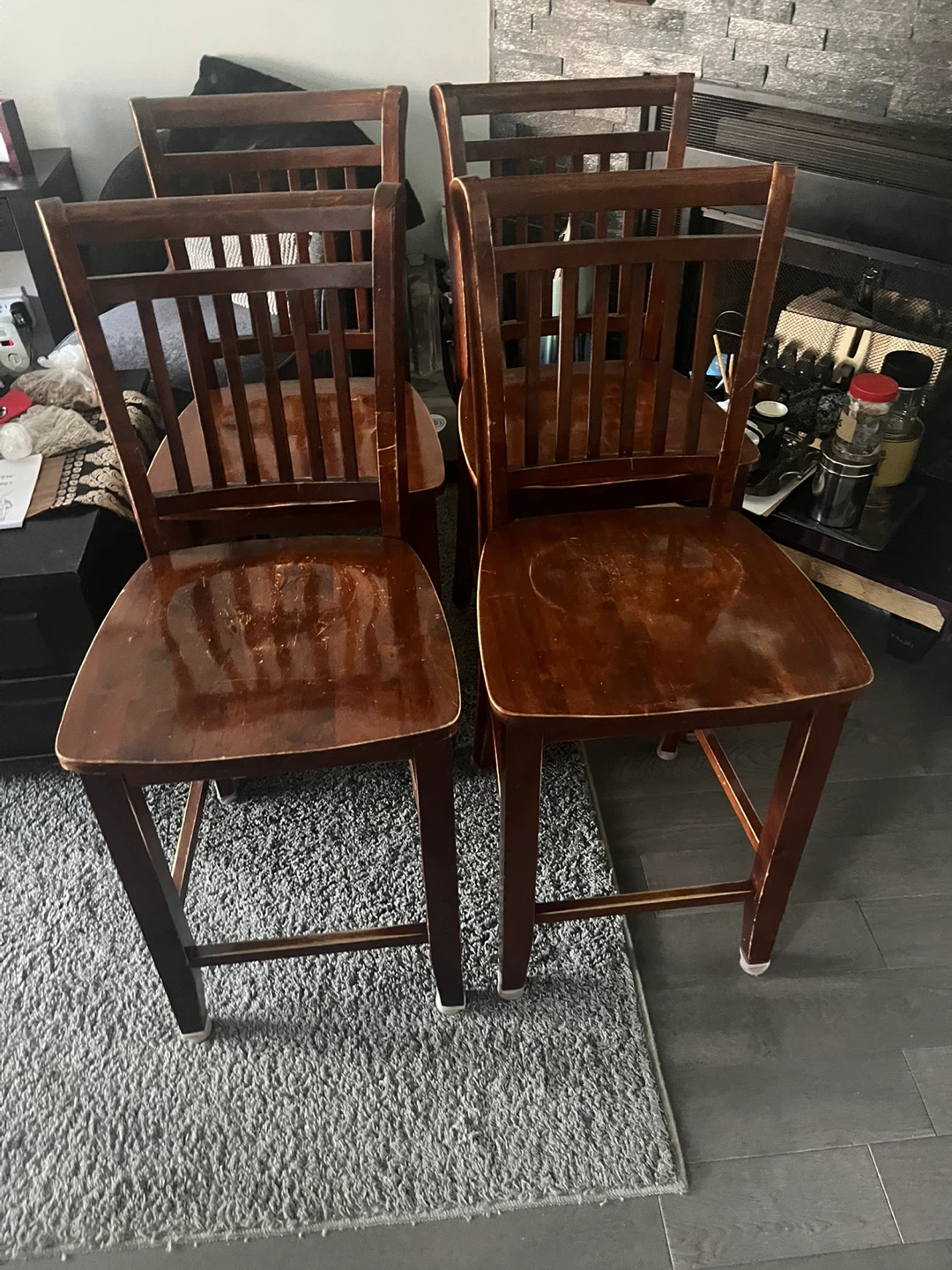 Set of 4 Oak Counter Height Stools/Bar Stools - photo 2