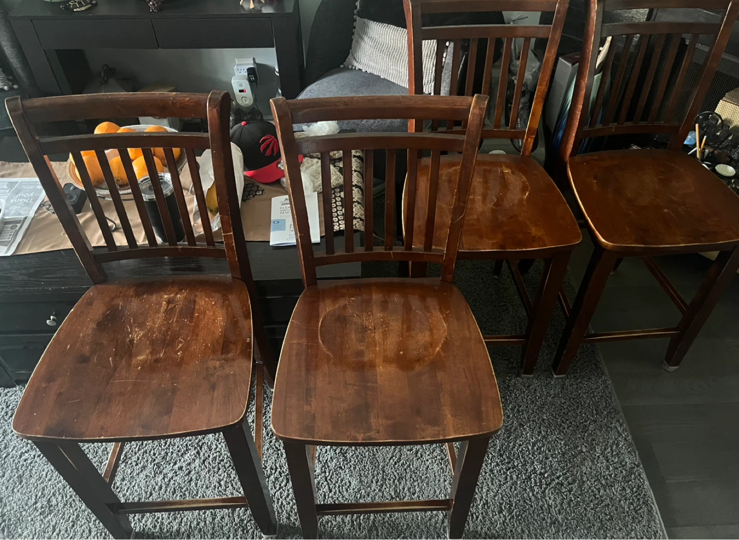 Set of 4 Oak Counter Height Stools/Bar Stools