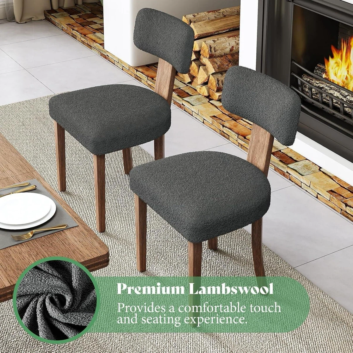 Set of 2 Dark Grey Dining Chairs - photo 2