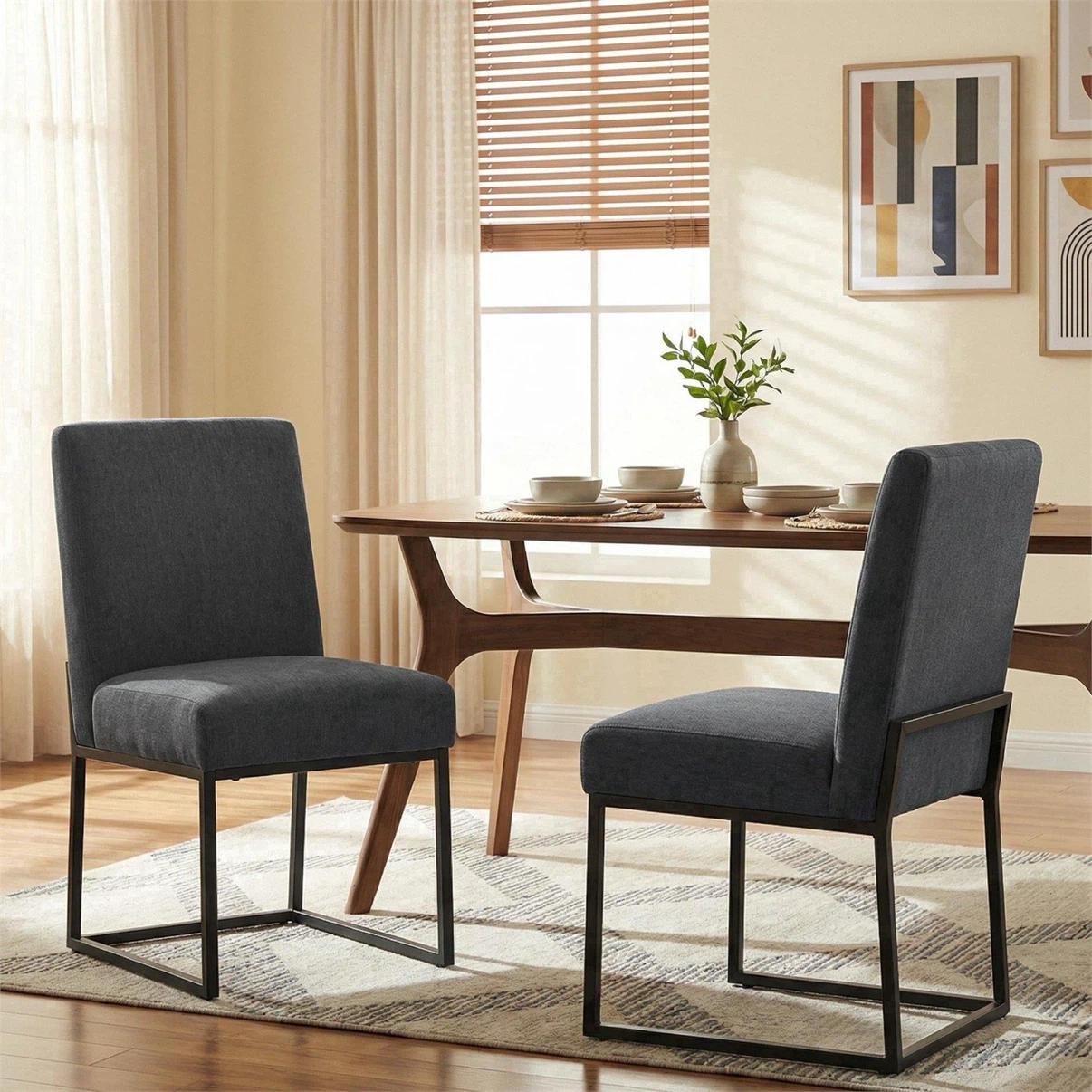 Set of 2 Dark Grey Dining Chairs