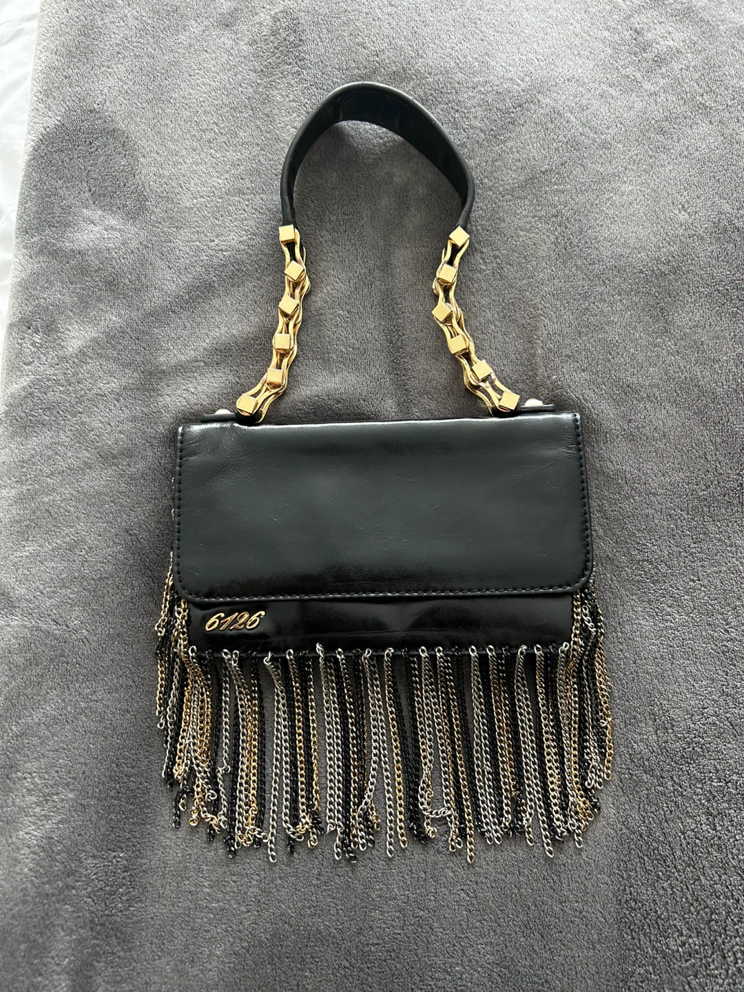 Black natural leather designer bag