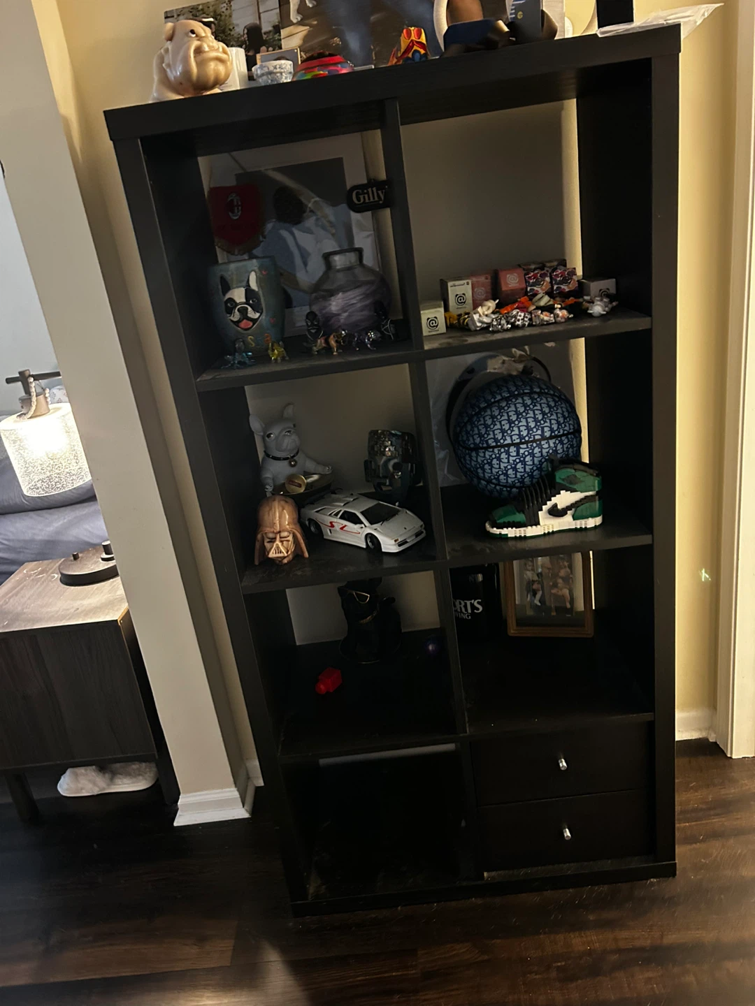 Black 8-Cube Storage Shelf with Drawers