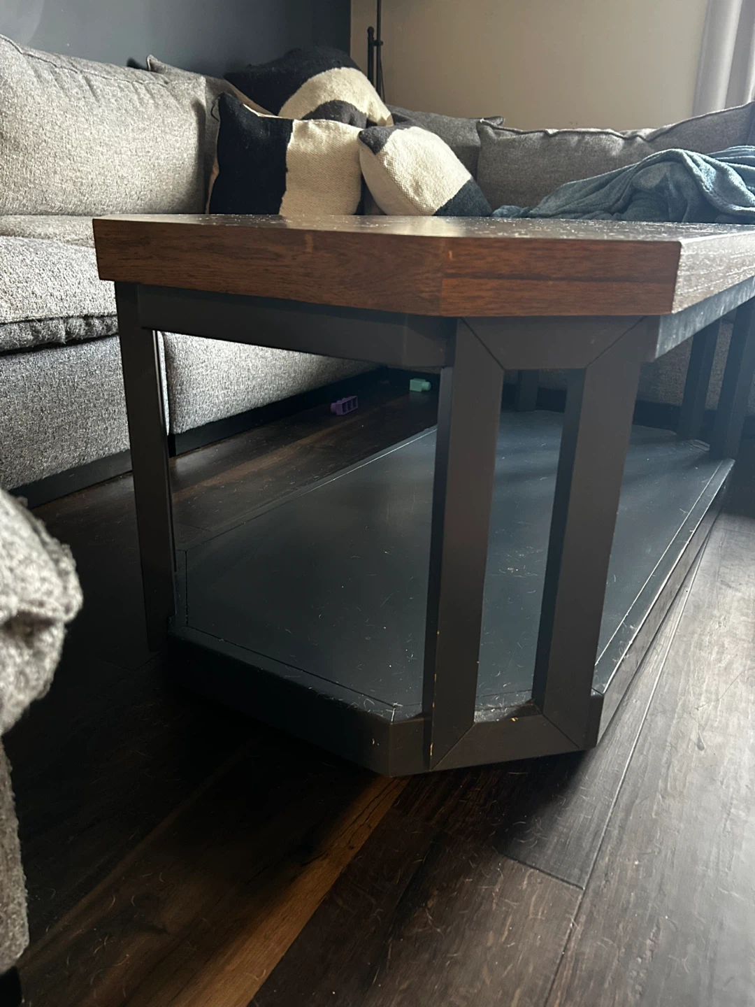 Industrial Style Coffee Table with Lower Shelf - photo 2
