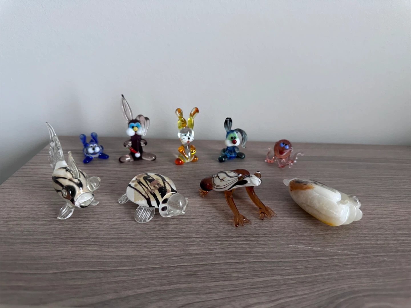 Set of 9 Glass decorative Animal Figurines