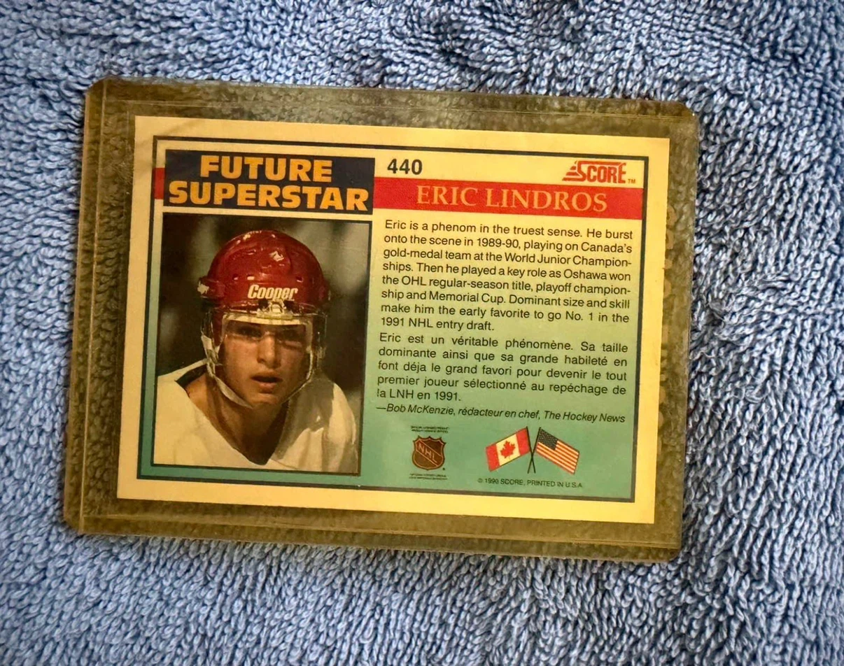 1990 Score Hockey Card Eric Lindros Future Superstar Rookie - photo 2