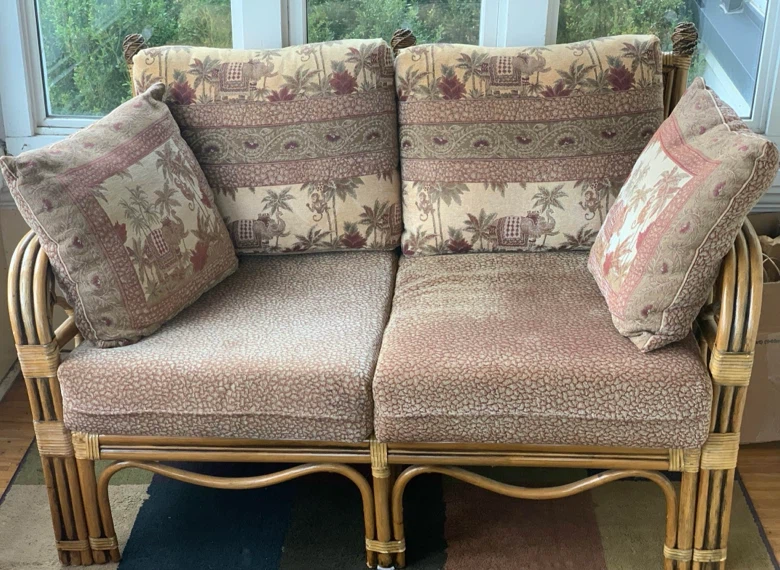 Boca Rattan Chair and Loveseat Set with extra cushions - photo 2