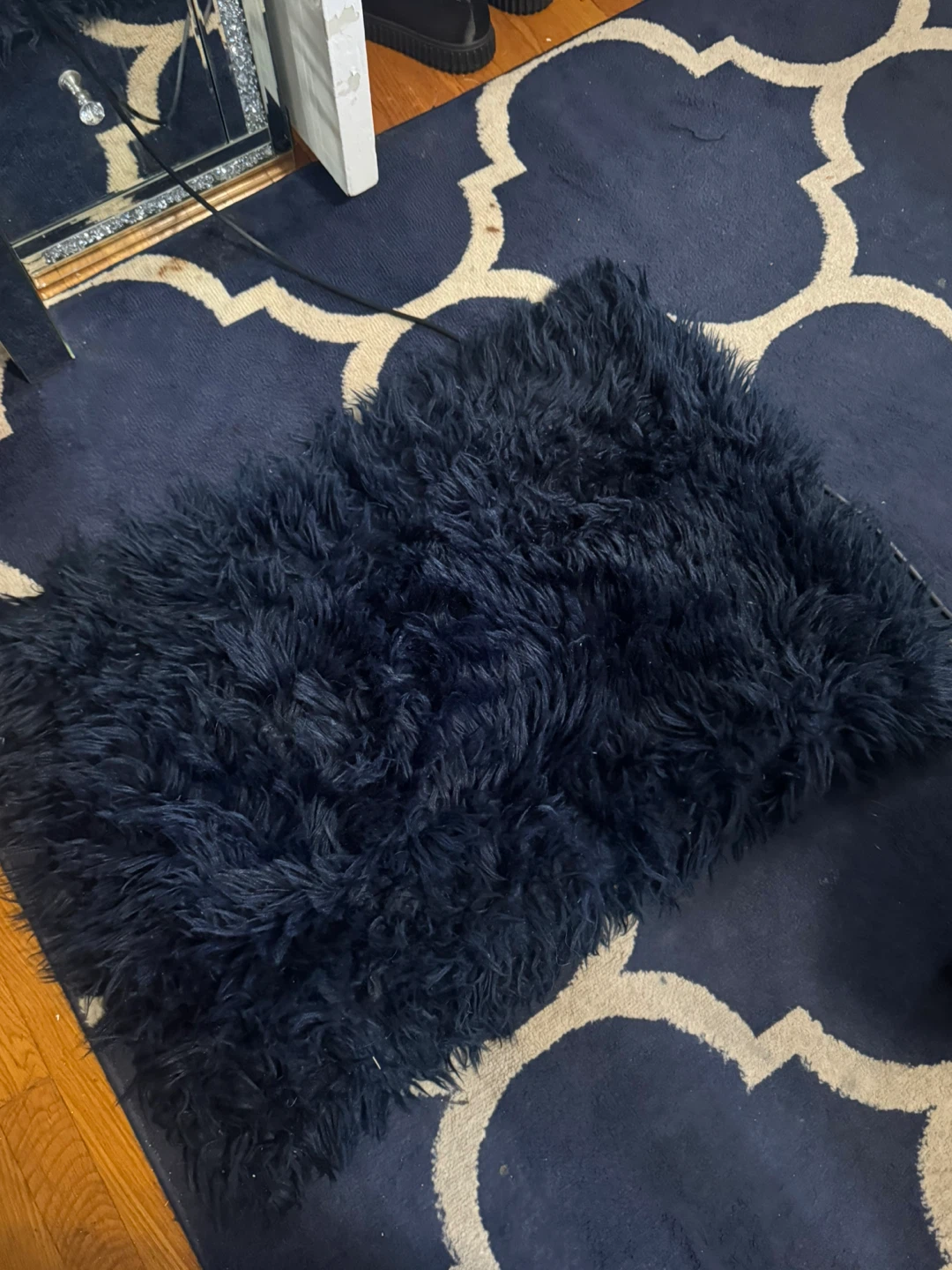 Navy Blue Shaggy Faux Fur Rug - photo 2