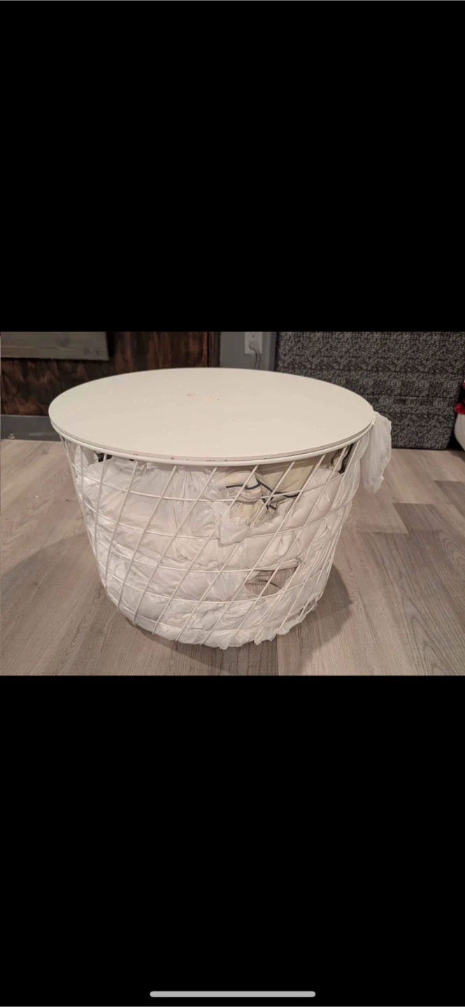 White Round Storage Coffee Table