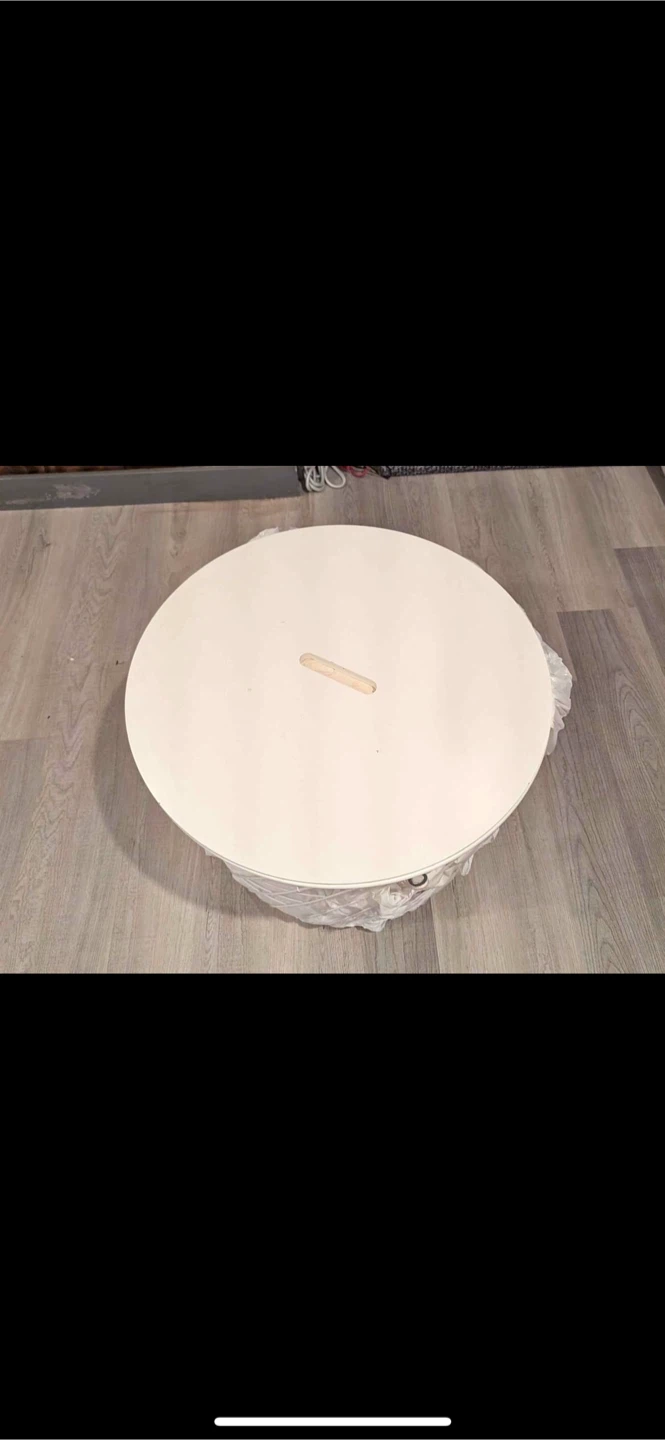 White Round Storage Coffee Table - photo 2