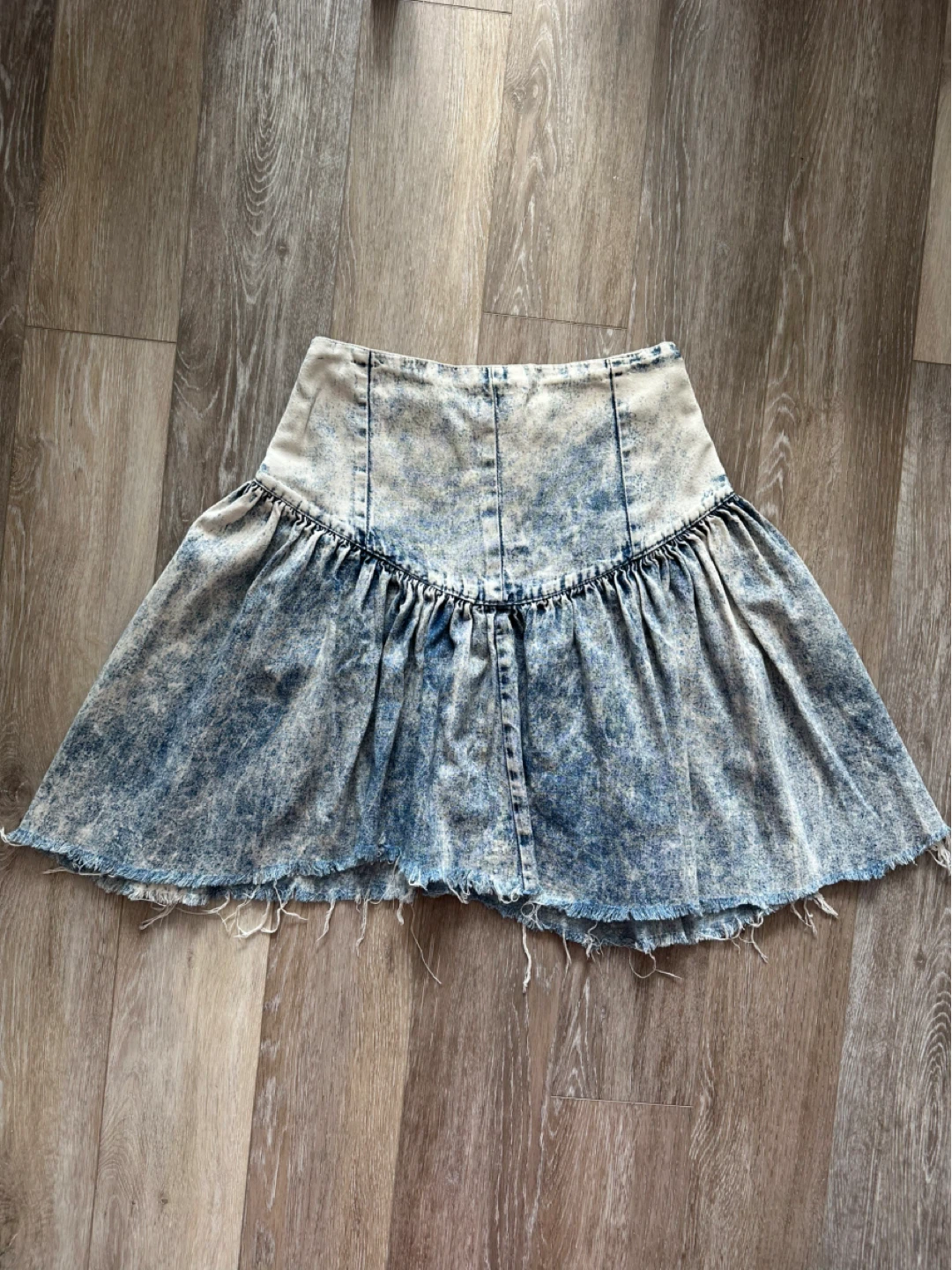 VINTAGE Crème Caramel Acid Wash Denim Skirt
