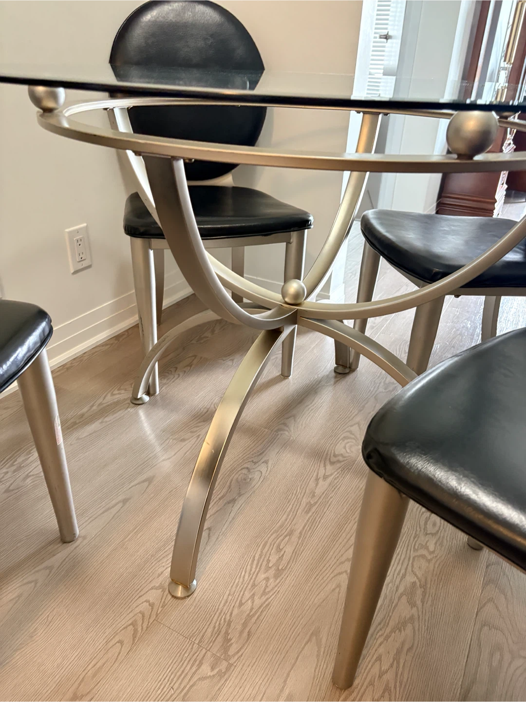 Glass Top Dining Table Set with 4 Black Chairs - photo 2