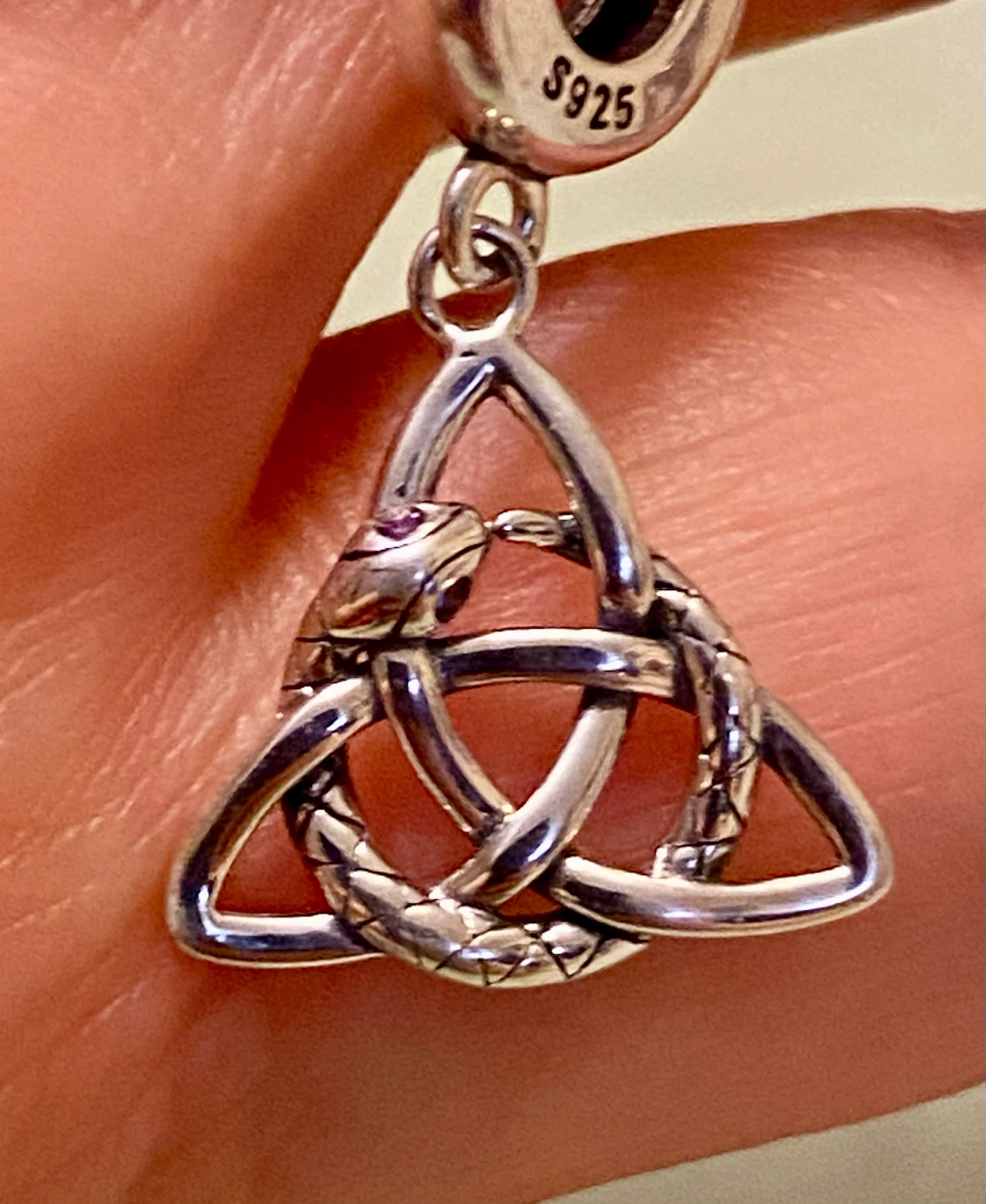 Celtic Snake Knot Sterling Silver 925 Necklace - photo 3