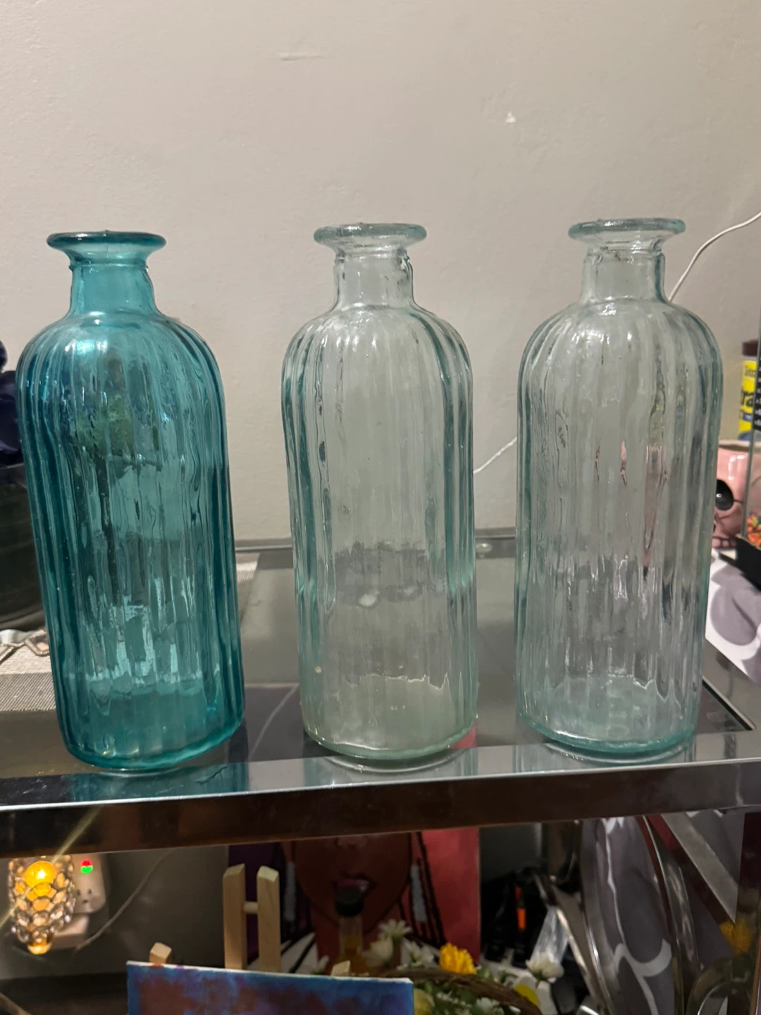 Set of 3 Decorative Glass Vases