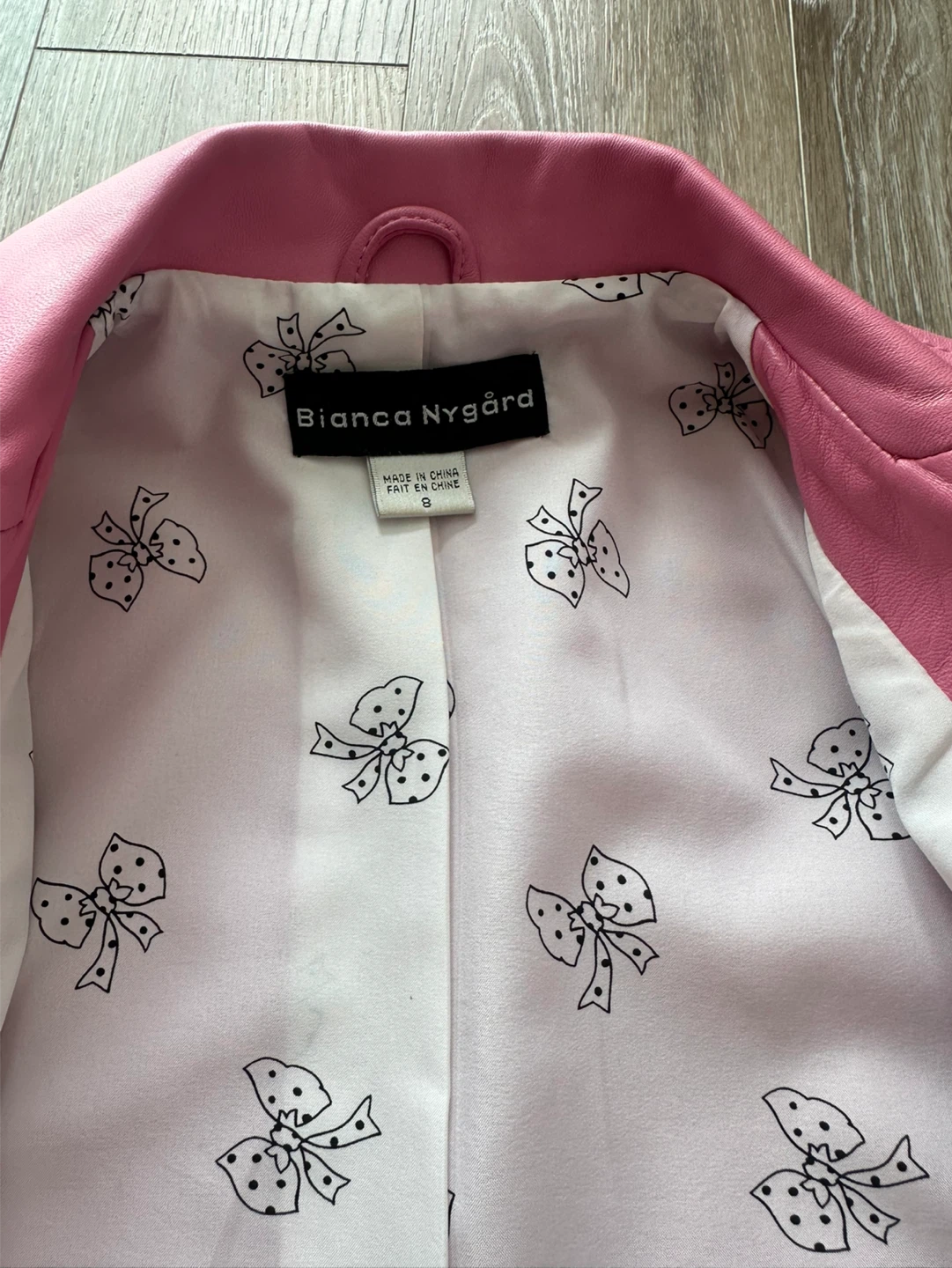 90s Bianca Nygård Pink Genuine Leather Blazer Size 8 - photo 2