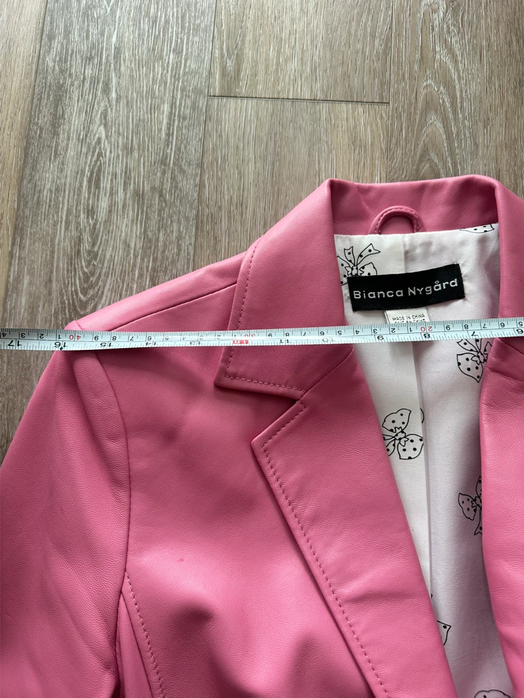 90s Bianca Nygård Pink Genuine Leather Blazer Size 8 - photo 3