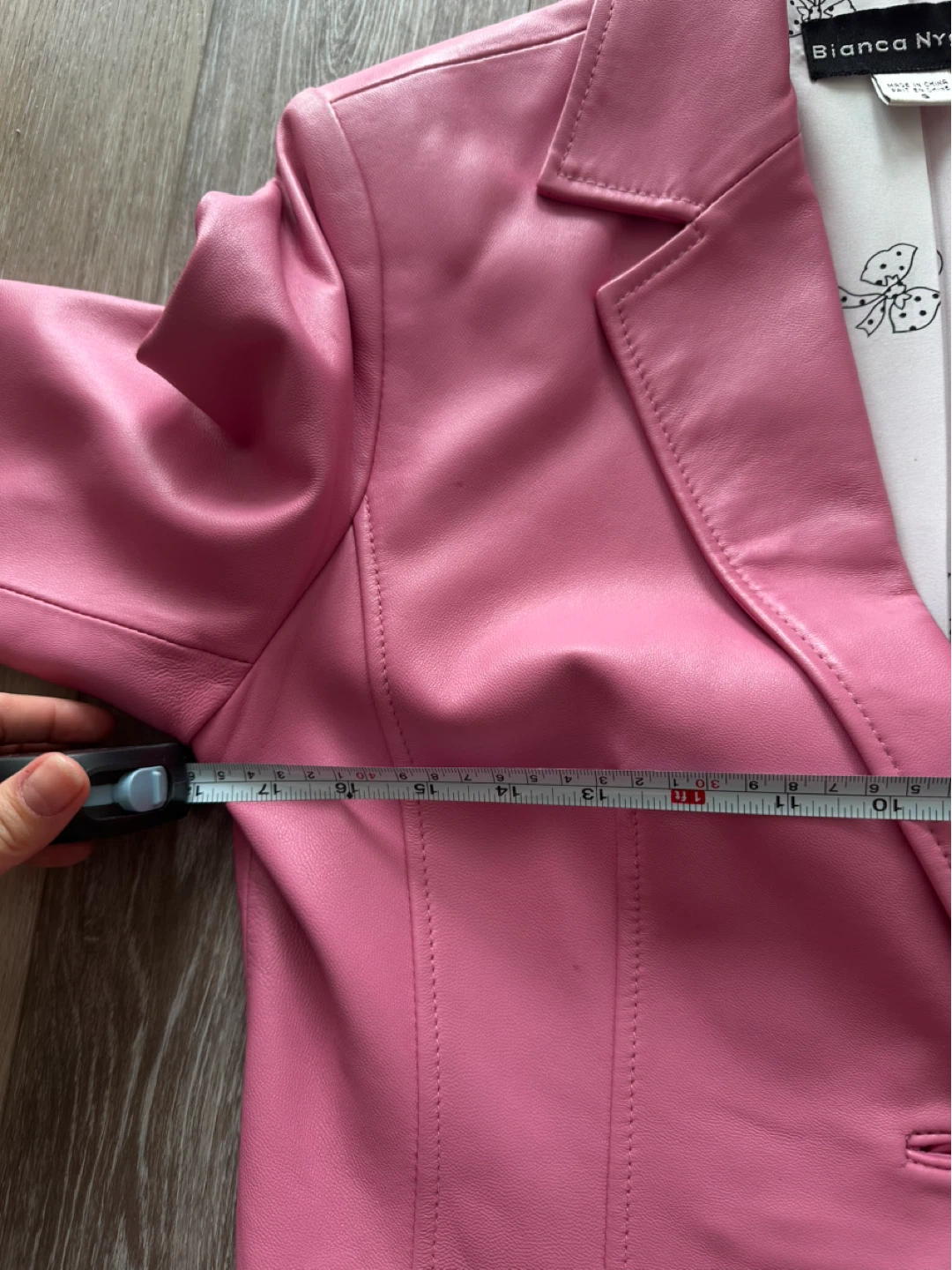 90s Bianca Nygård Pink Genuine Leather Blazer Size 8 - photo 4