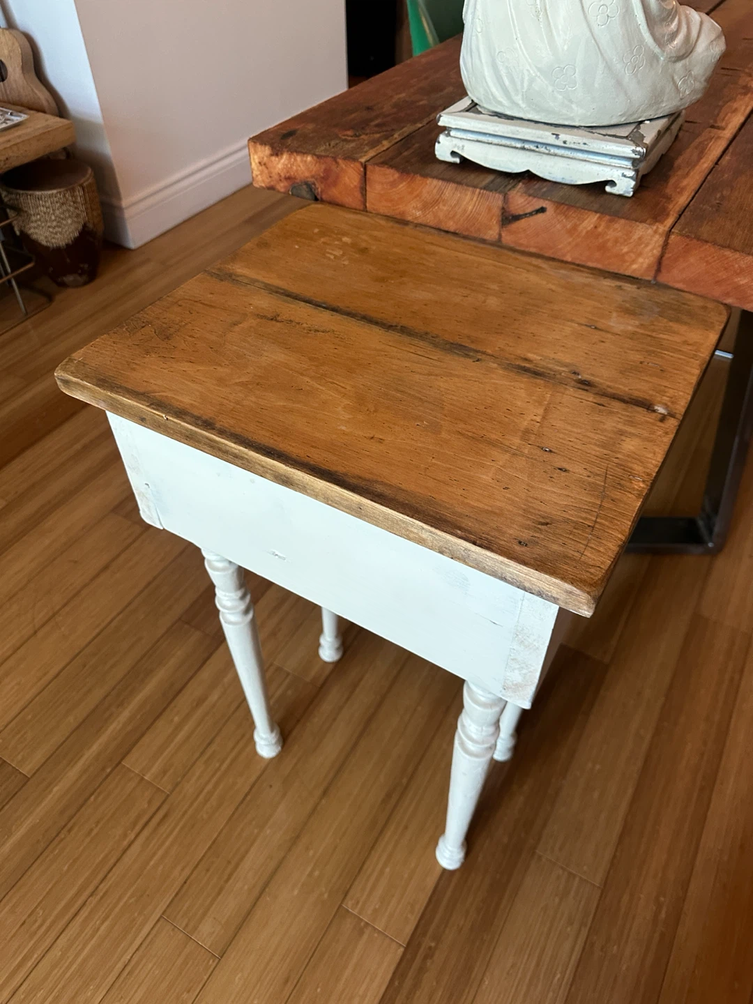 MINI RUSTIC VINTAGE PINE WOOD ACCENT SIDE CONSOLE TABLE - photo 3