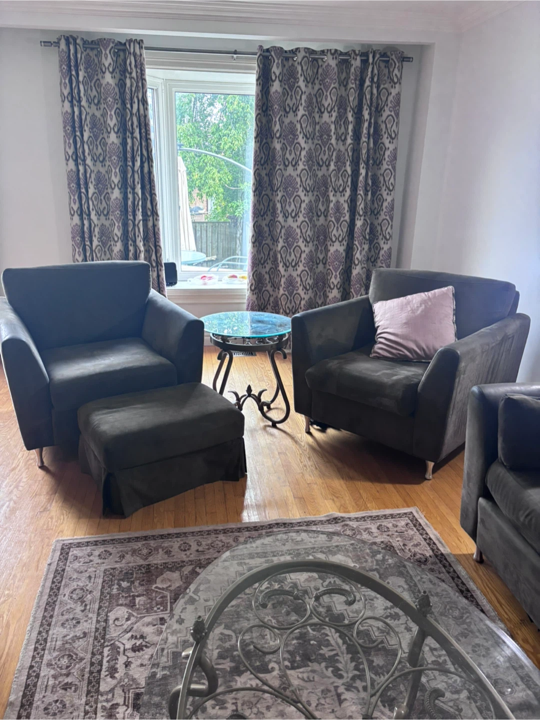 Brown Faux-Suede Sofa and Armchairs with Ottoman - photo 2