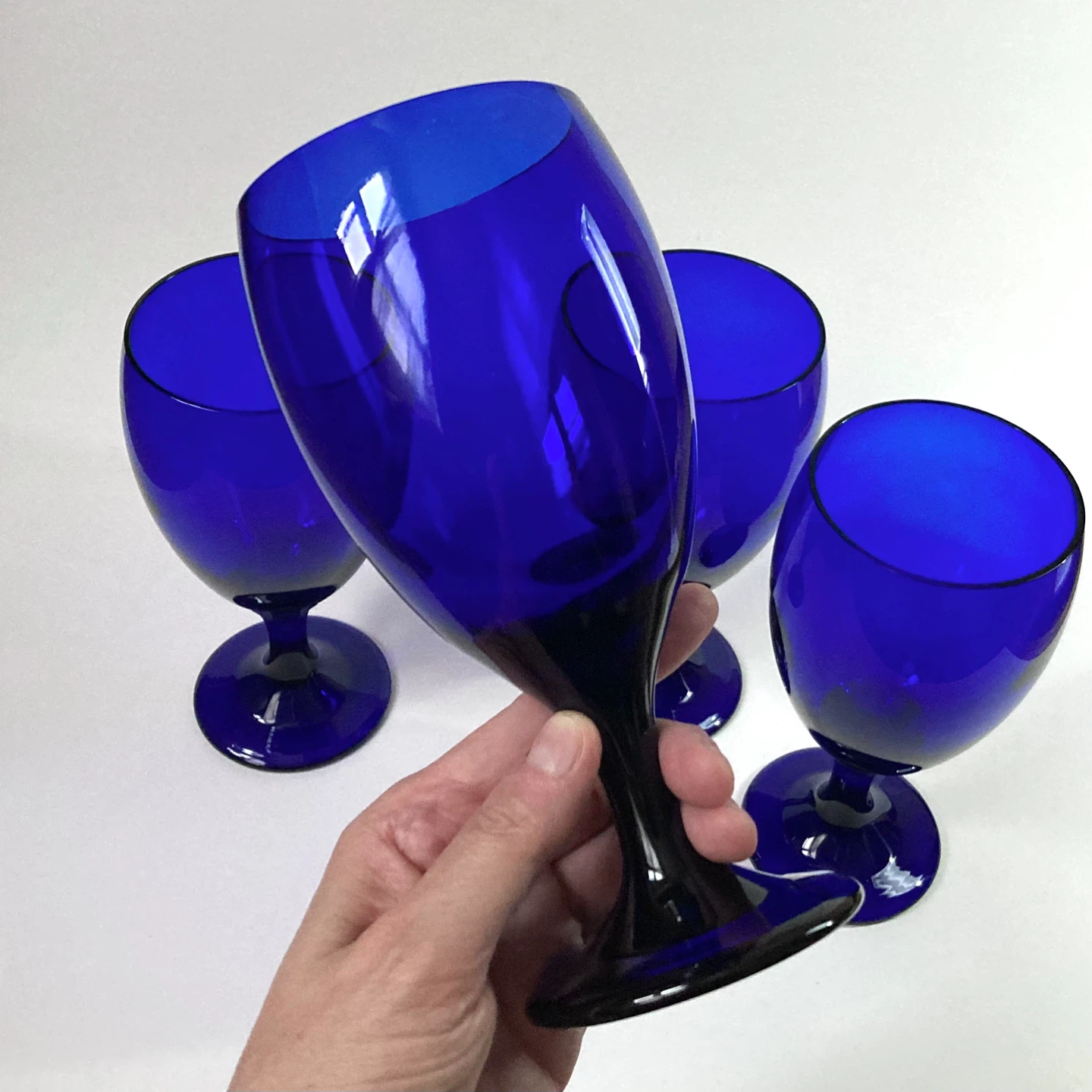Set of 4 Vintage 90s/Y2K Cobalt Blue Large Goblets - photo 2