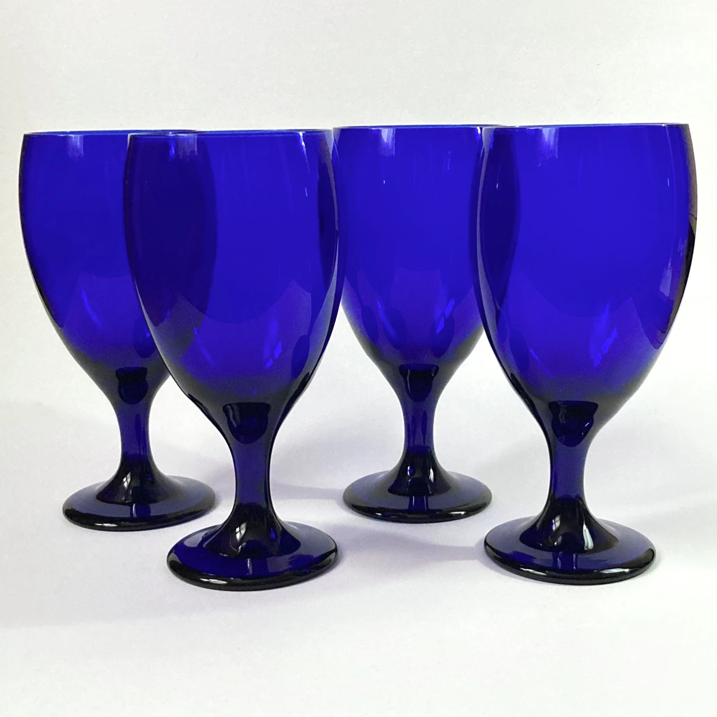 Set of 4 Vintage 90s/Y2K Cobalt Blue Large Goblets