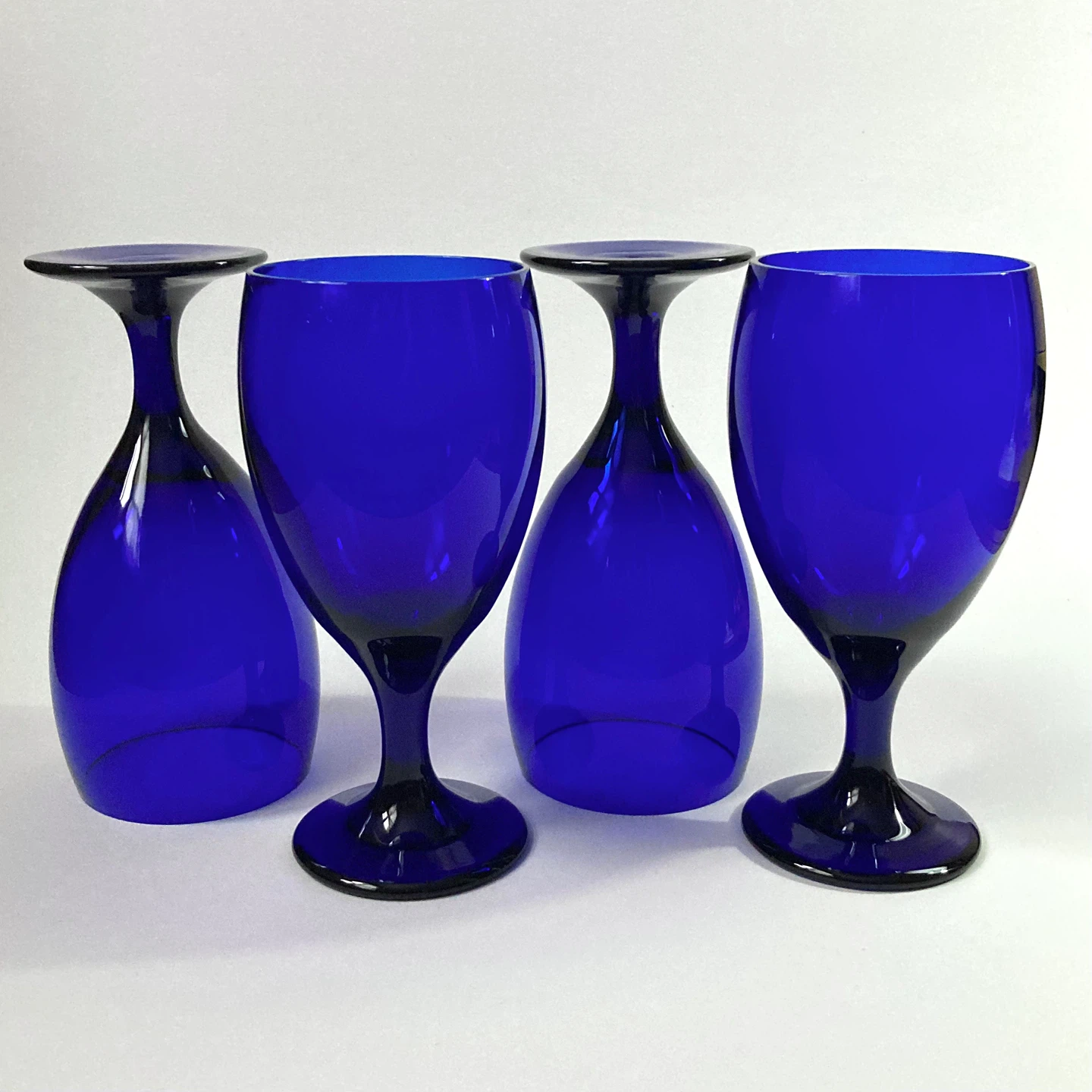 Set of 4 Vintage 90s/Y2K Cobalt Blue Large Goblets - photo 5