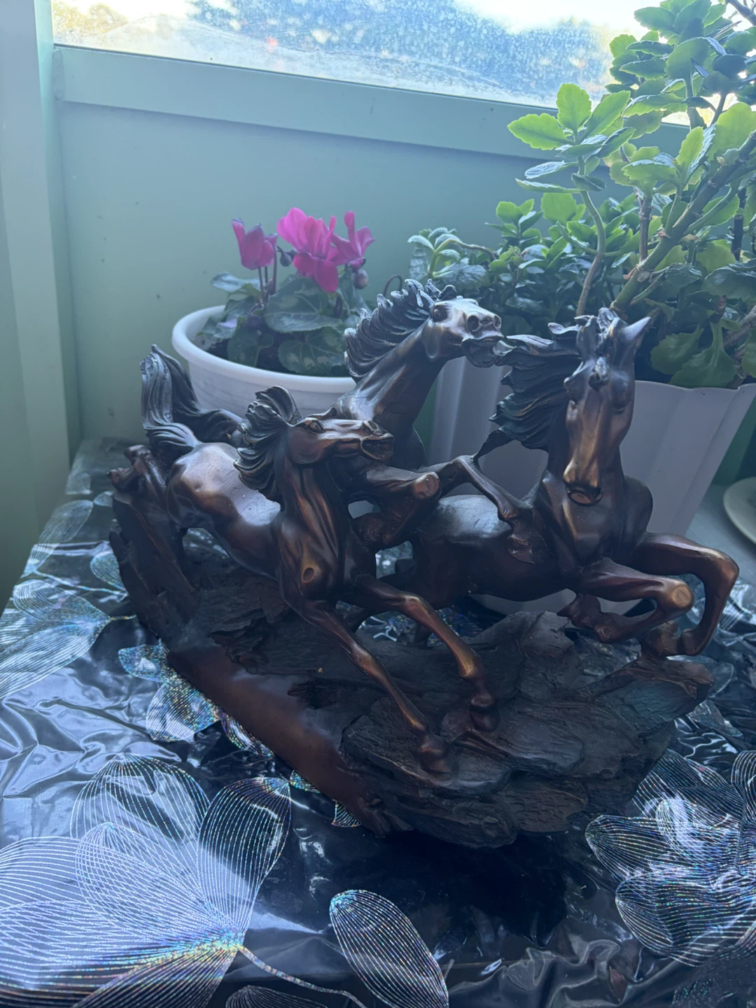 Running Horses Bronze-Finish Sculpture - photo 2