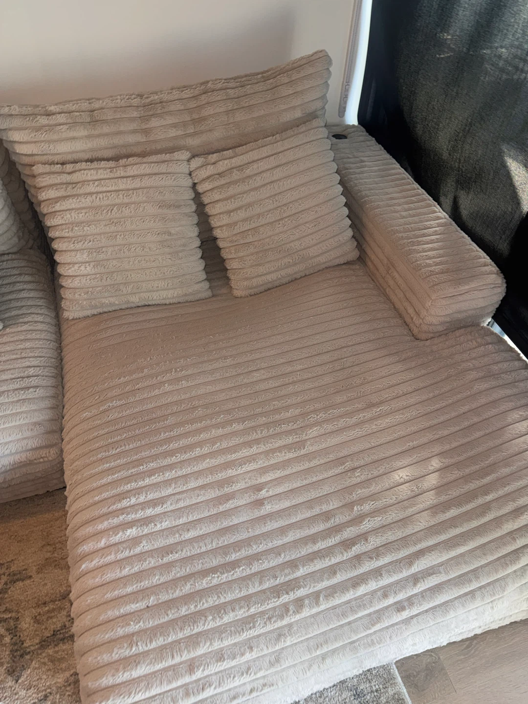 Cream Corduroy Sectional Sofa - photo 4