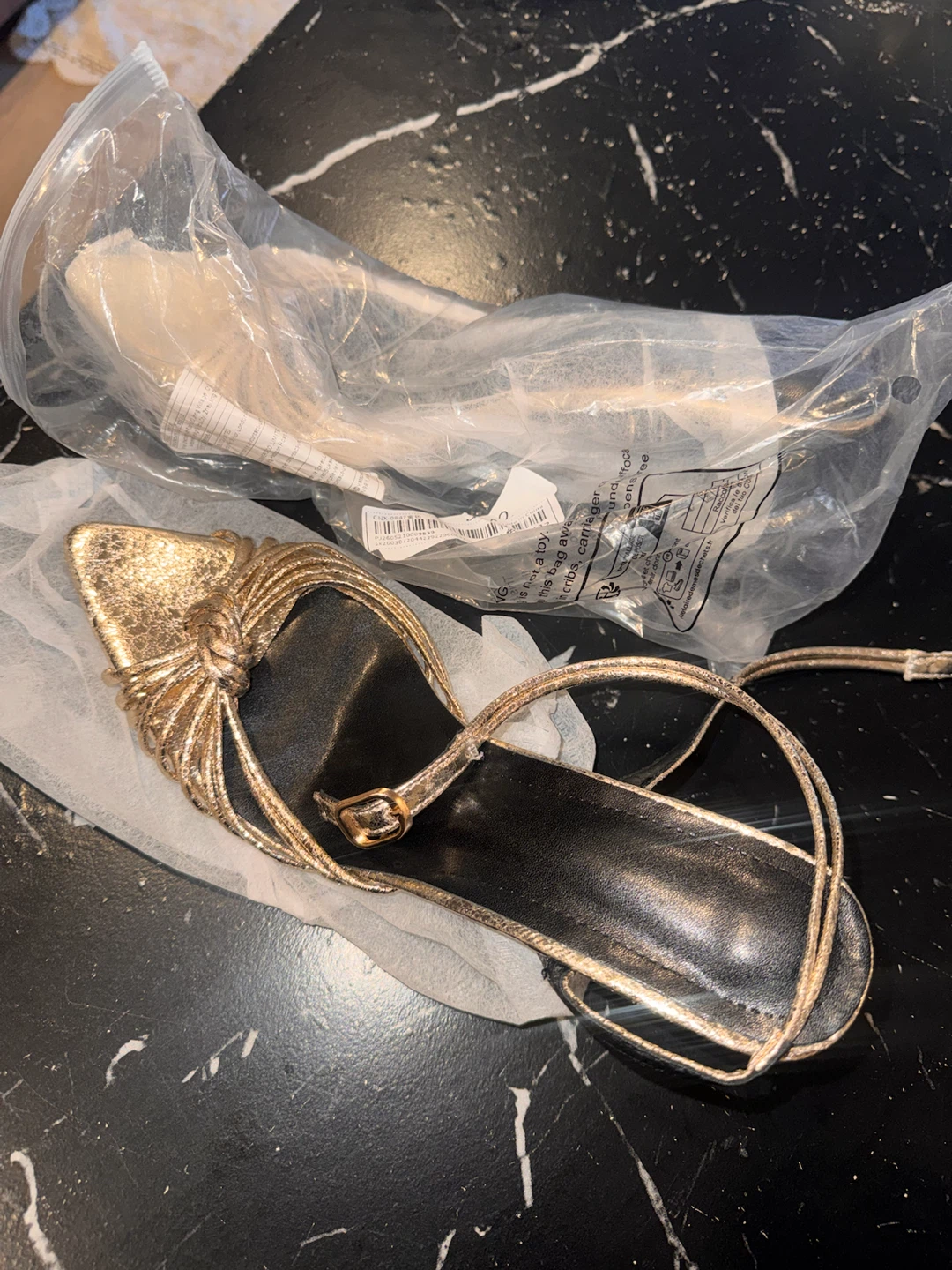 Gold Strappy High Heel Sandals - photo 3
