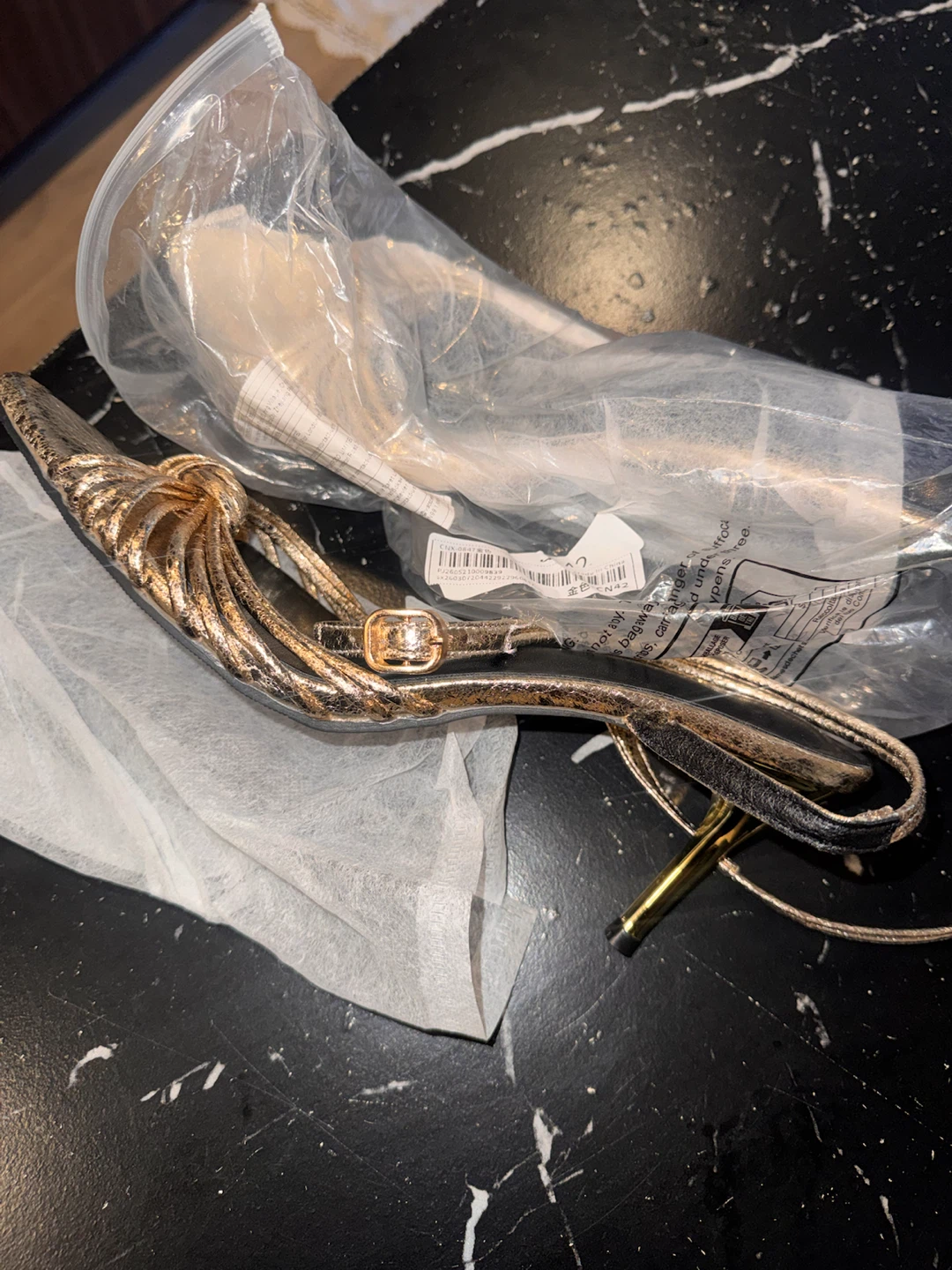 Gold Strappy High Heel Sandals - photo 4