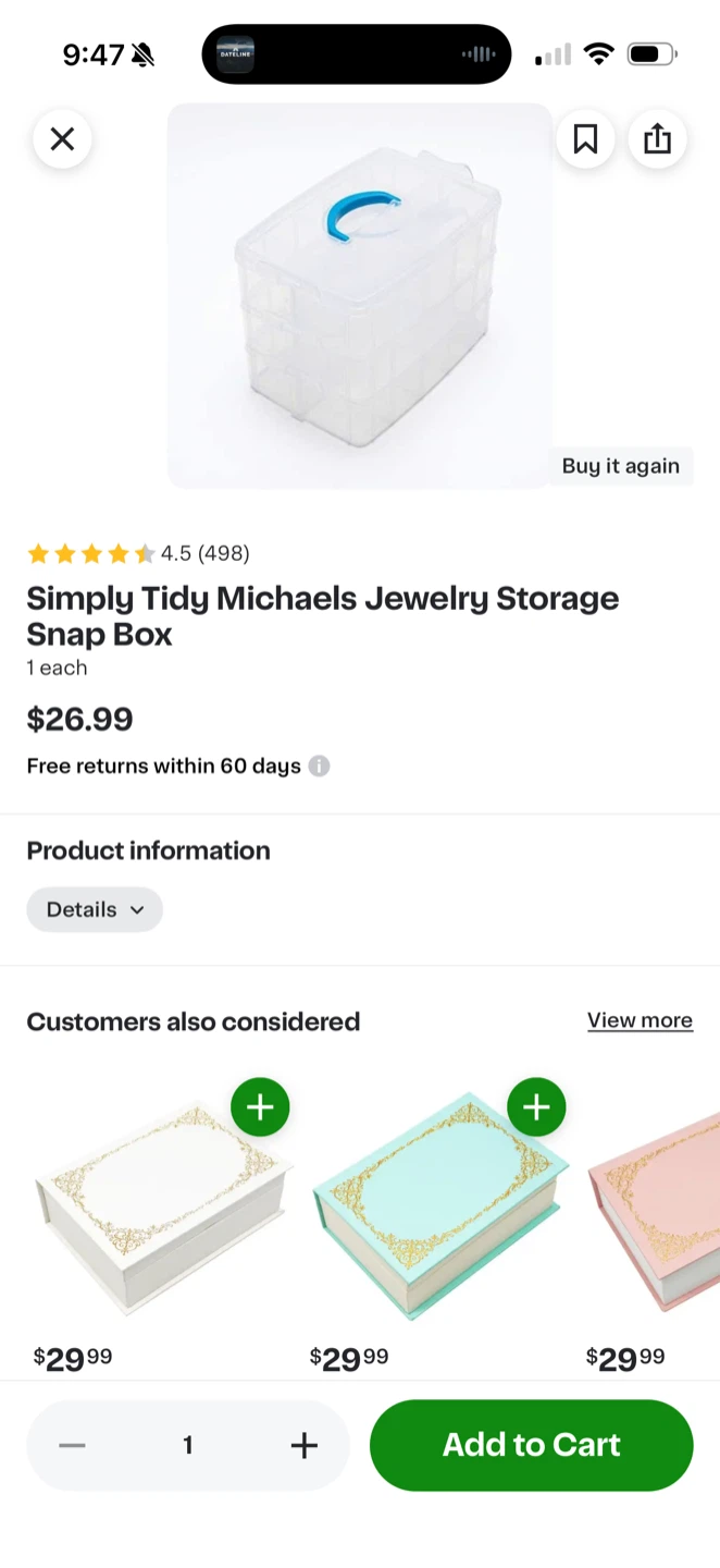Simply Tidy Jewelry Storage Snap Box