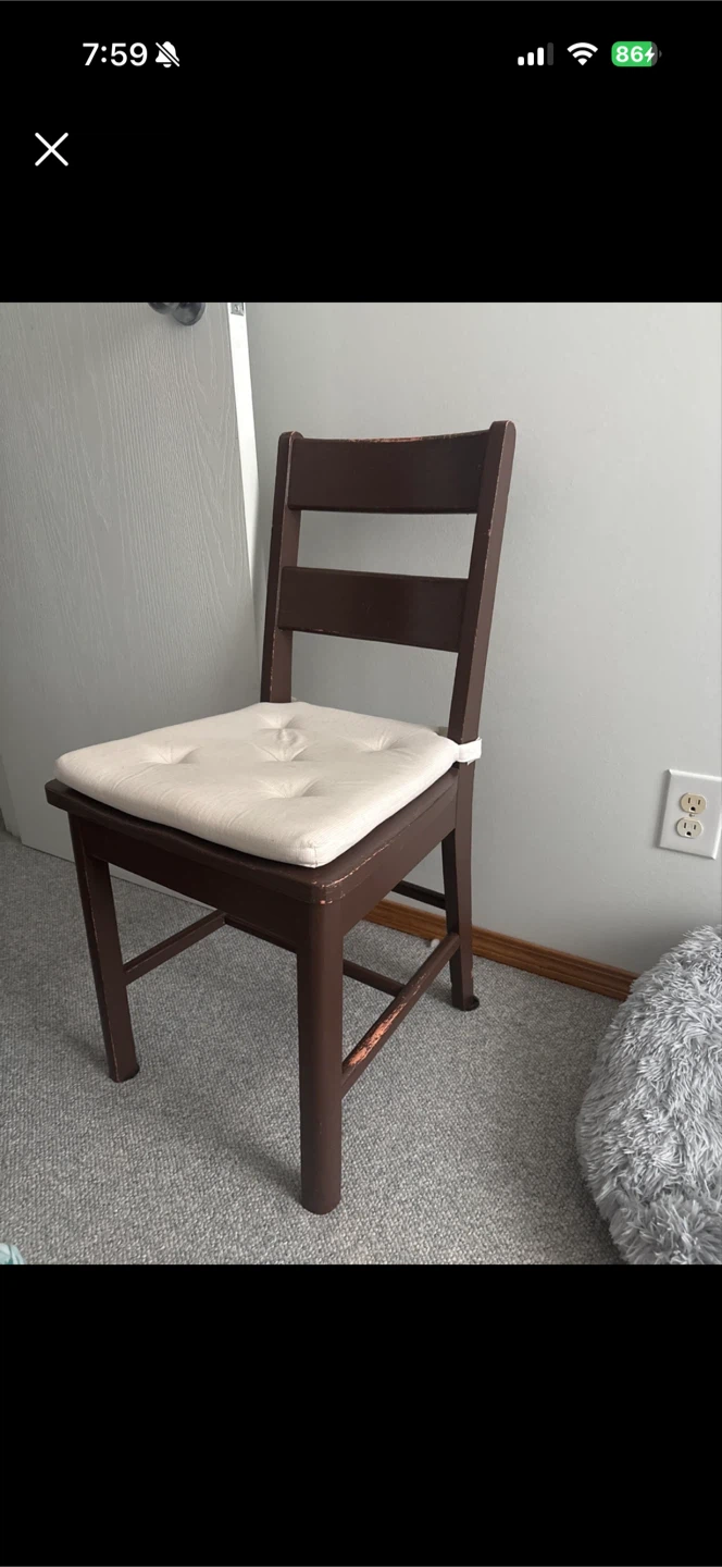 Brown Wooden Chair with Cushion