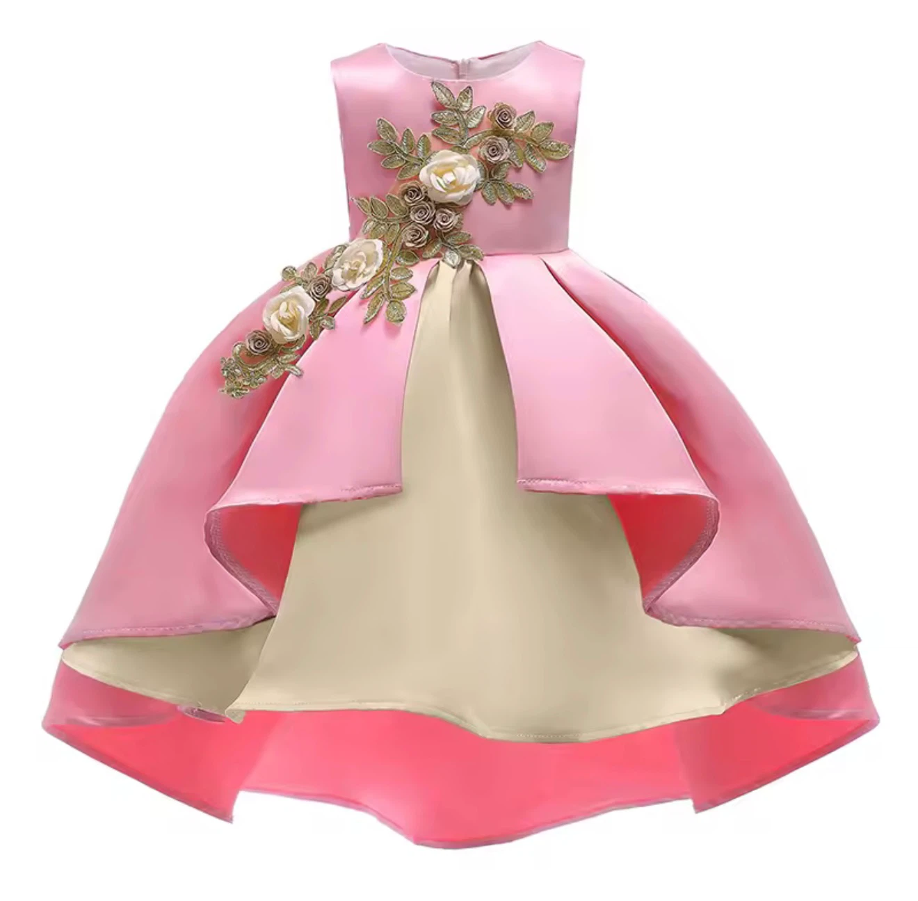 Girls Pink Floral Princess Party Dress – Size 2-3T – New
