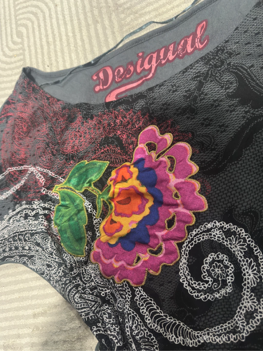 Desigual Floral Lace Print Top- Quarter Sleeve - photo 2