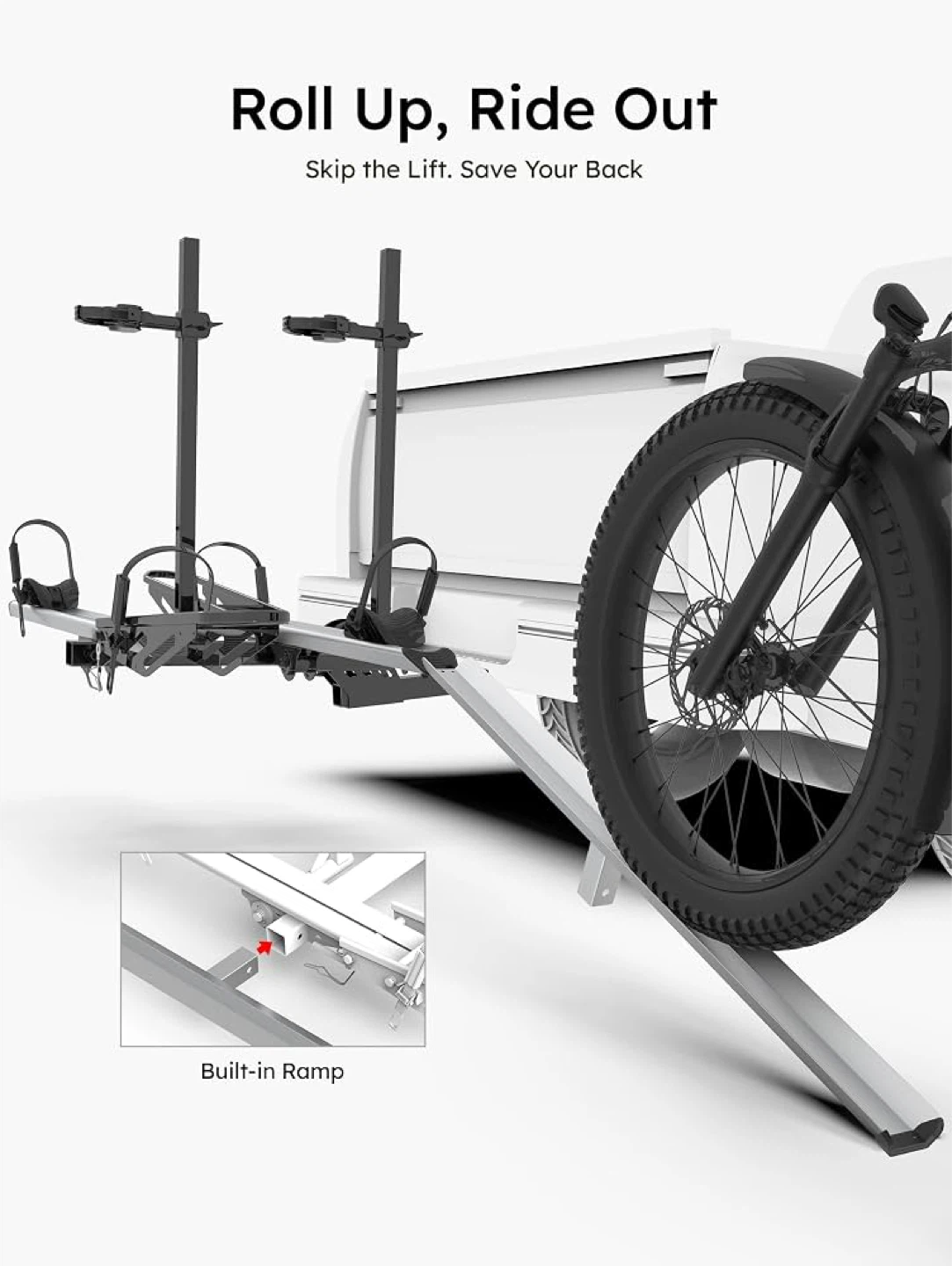 Young 2-Bike Ebike Hitch Rack with Ramp, 200 lbs - photo 3
