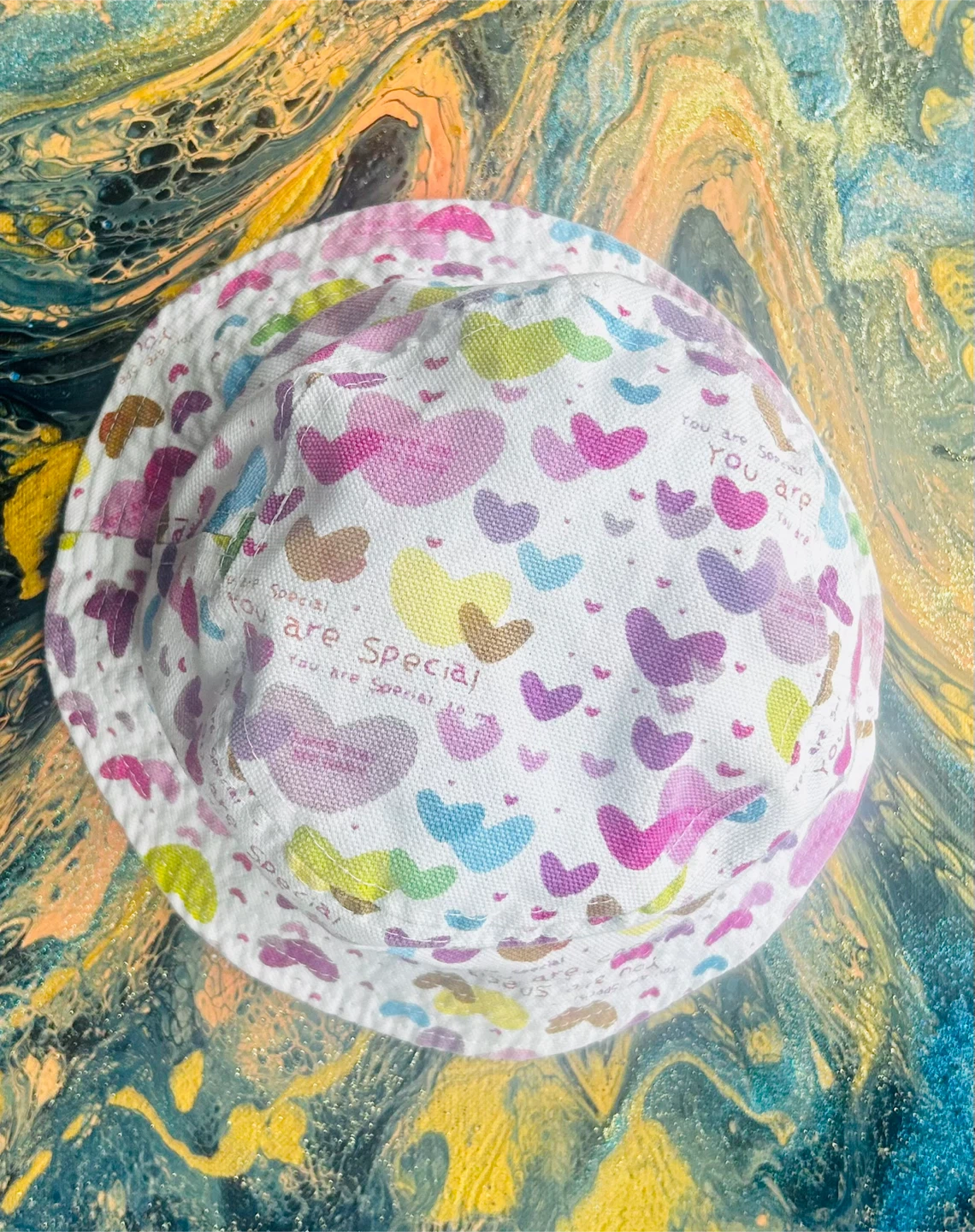 Bucket Hat - Colorful Hearts Pattern