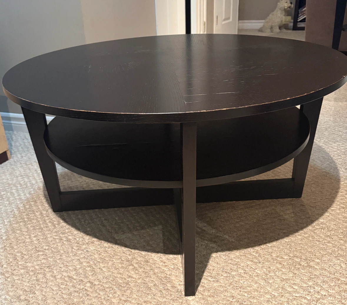 IKEA - Black Round Wooden Coffee & End Table