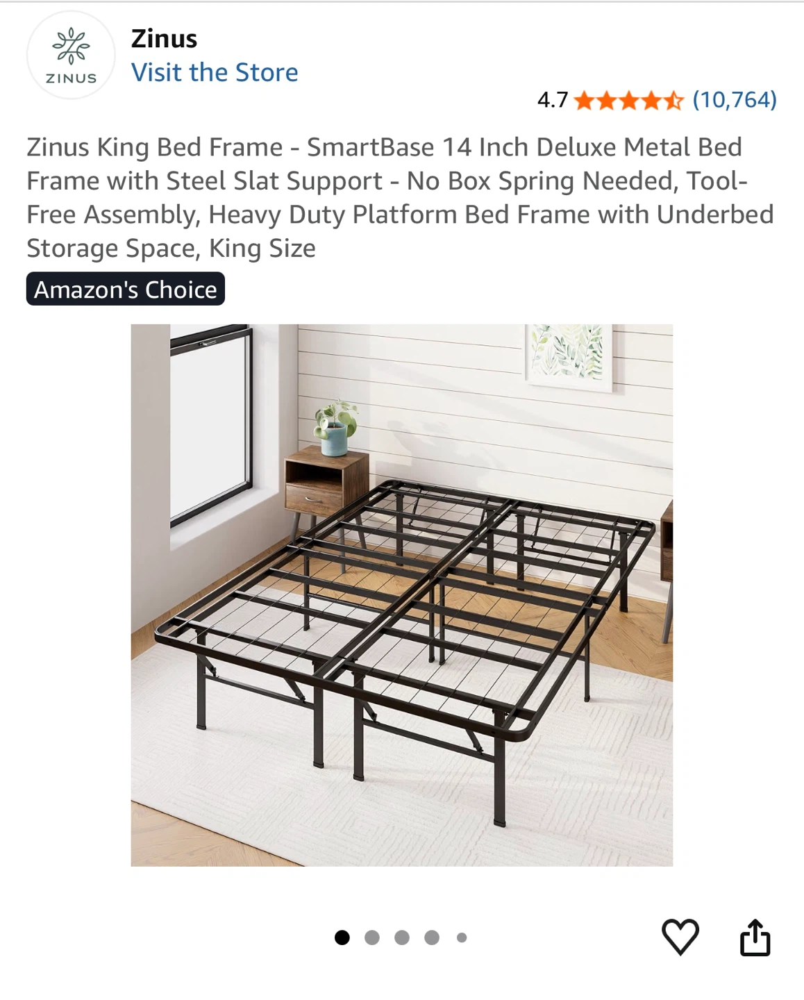 Zinus King Size SmartBase 14 Inch Deluxe Metal Bed Frame - photo 2