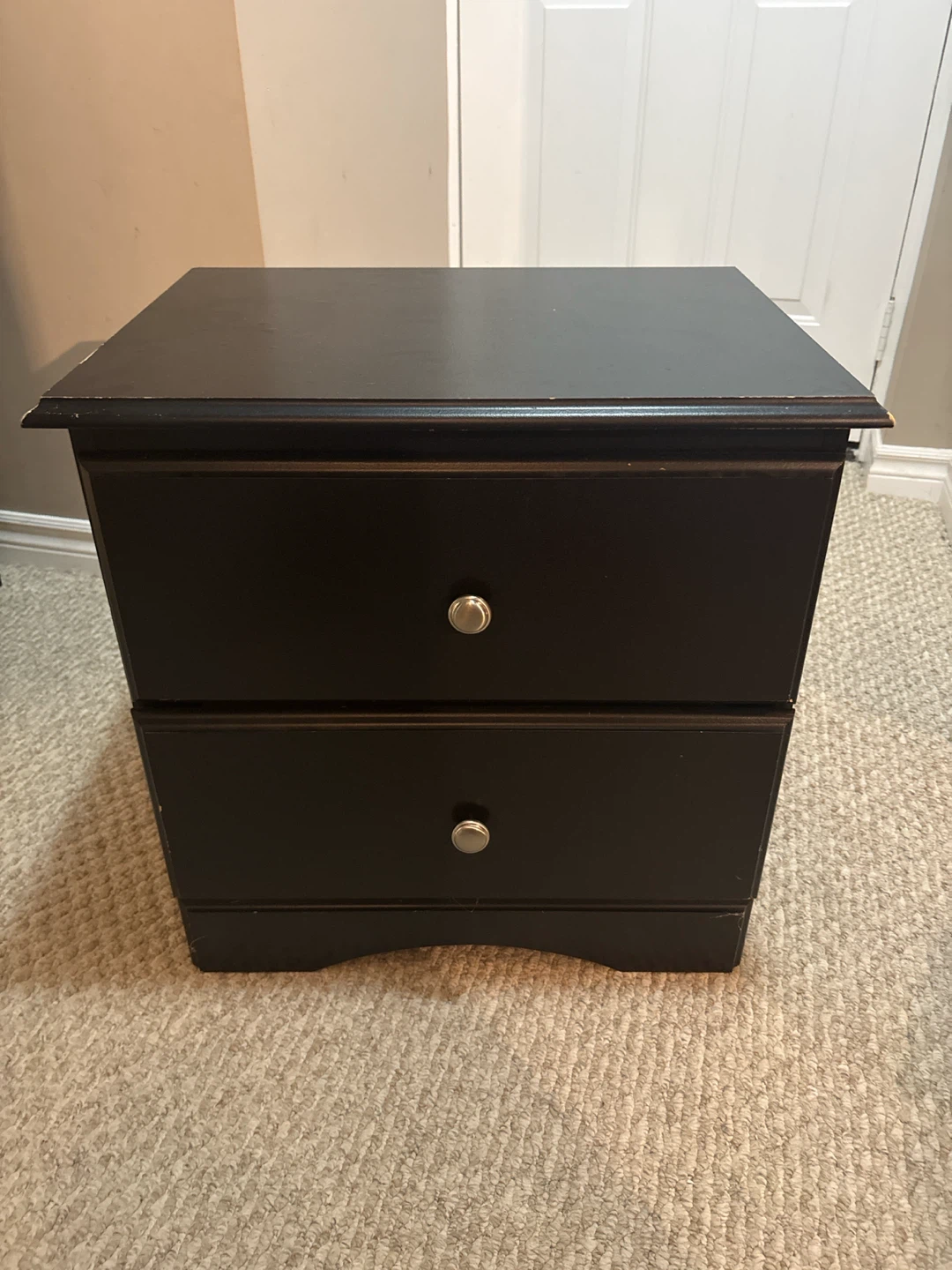 Black 2-Drawer Nightstand