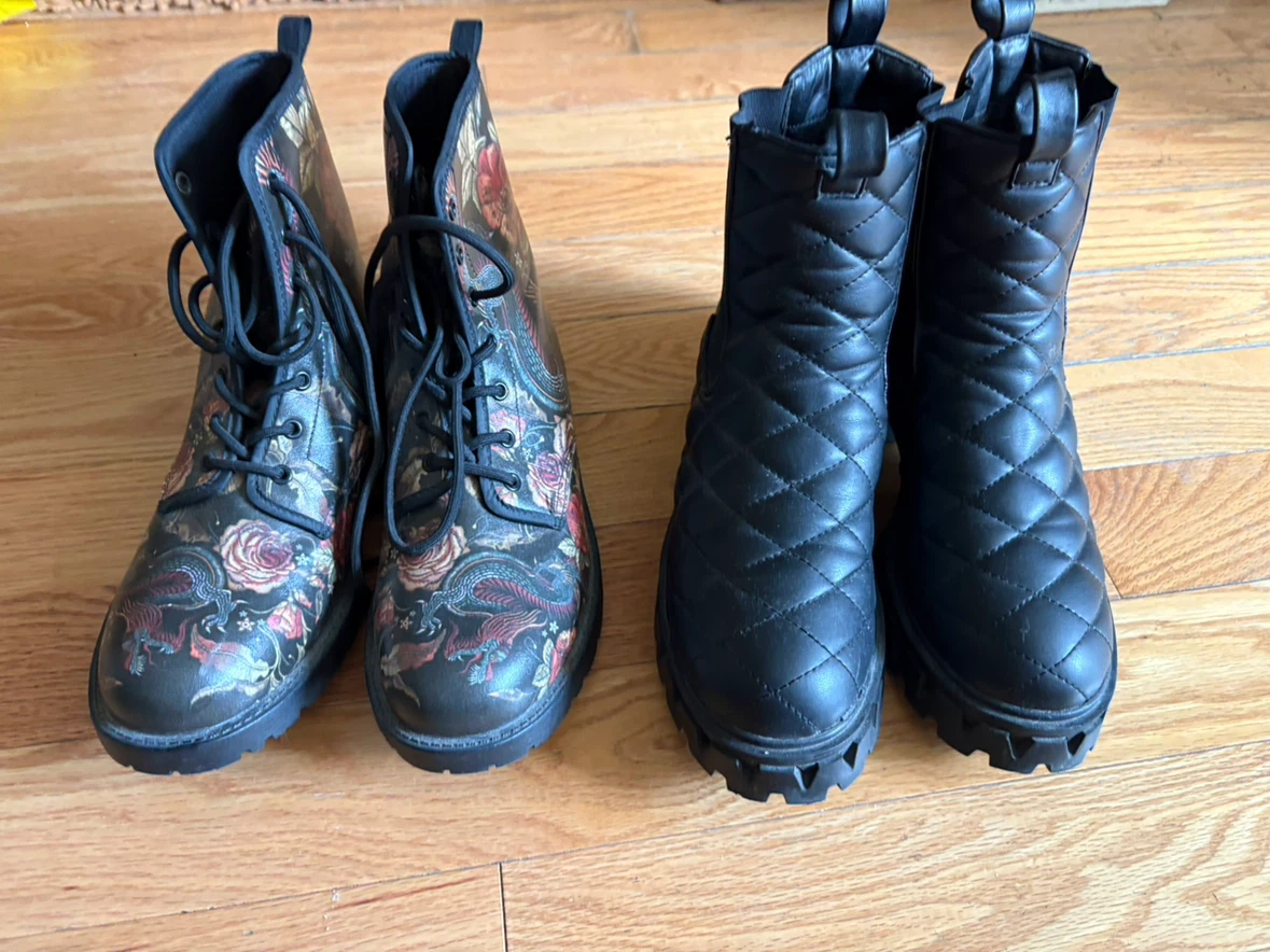 Floral and Quilted Combat Boots